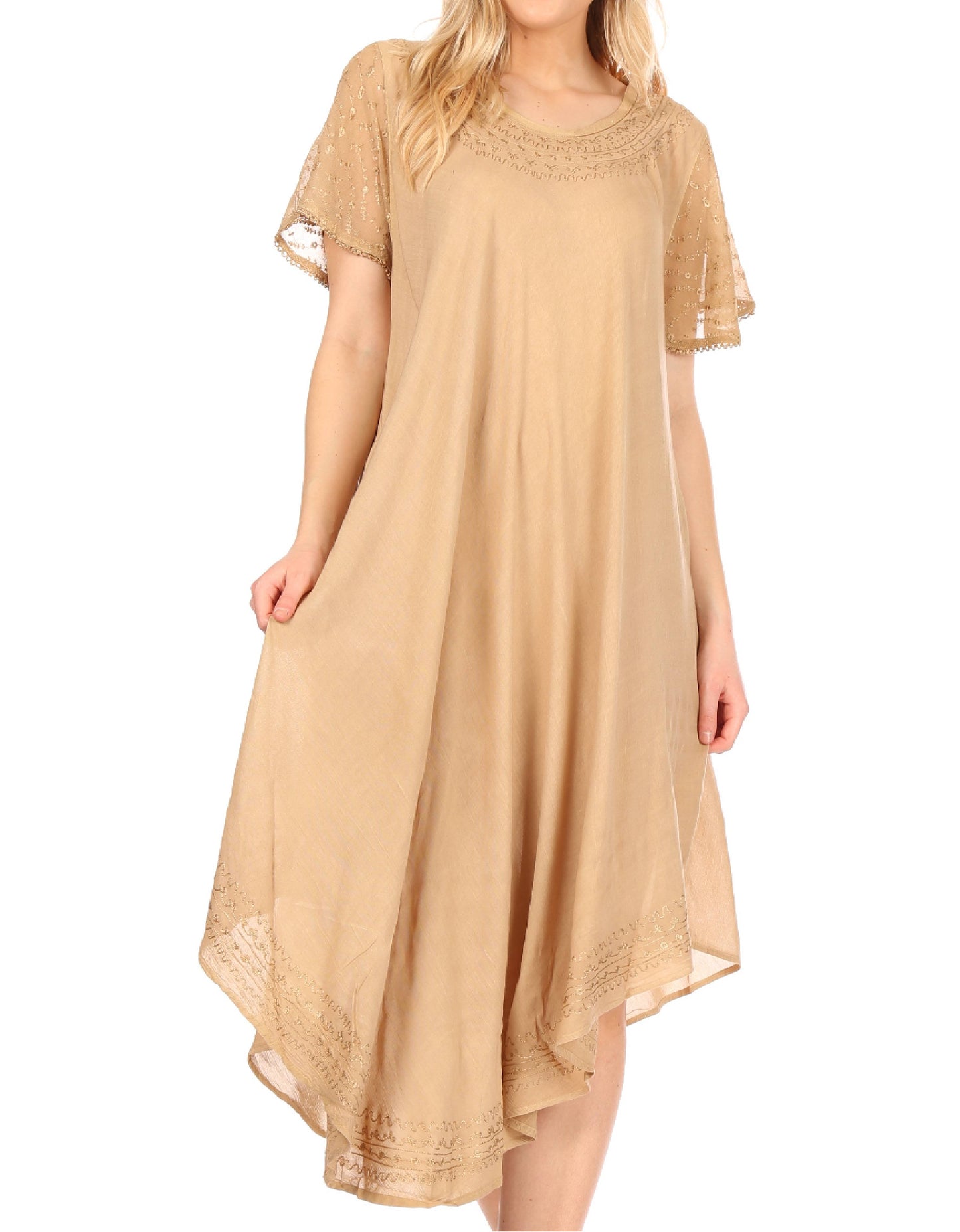Sakkas Everyday Essentials Cap Sleeve Caftan Dress / Cover Up - Concordia Style Boutique