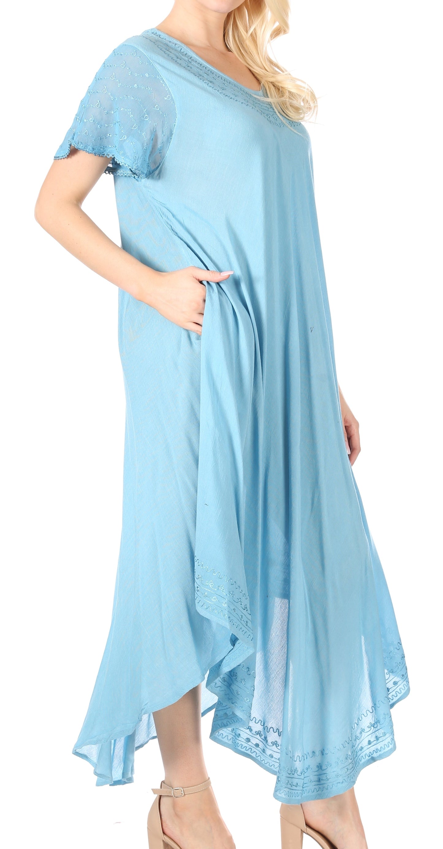 Sakkas Everyday Essentials Cap Sleeve Caftan Dress / Cover Up - Concordia Style Boutique