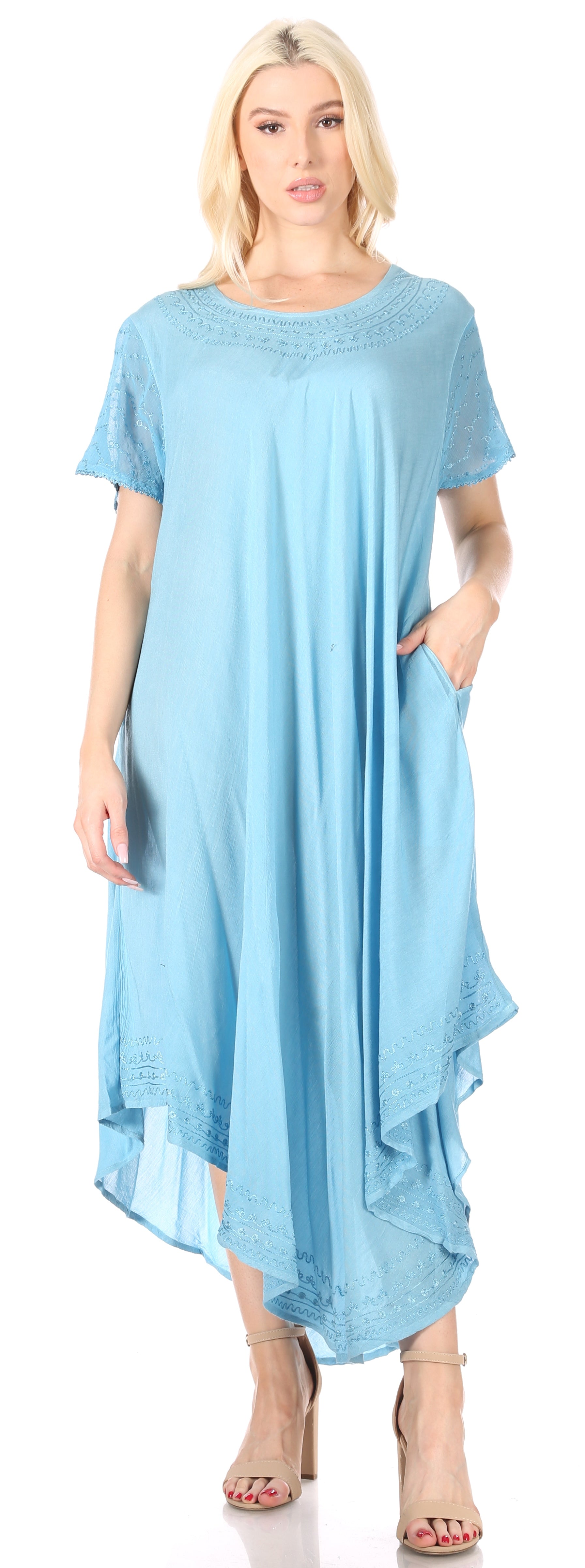 Sakkas Everyday Essentials Cap Sleeve Caftan Dress / Cover Up - Concordia Style Boutique
