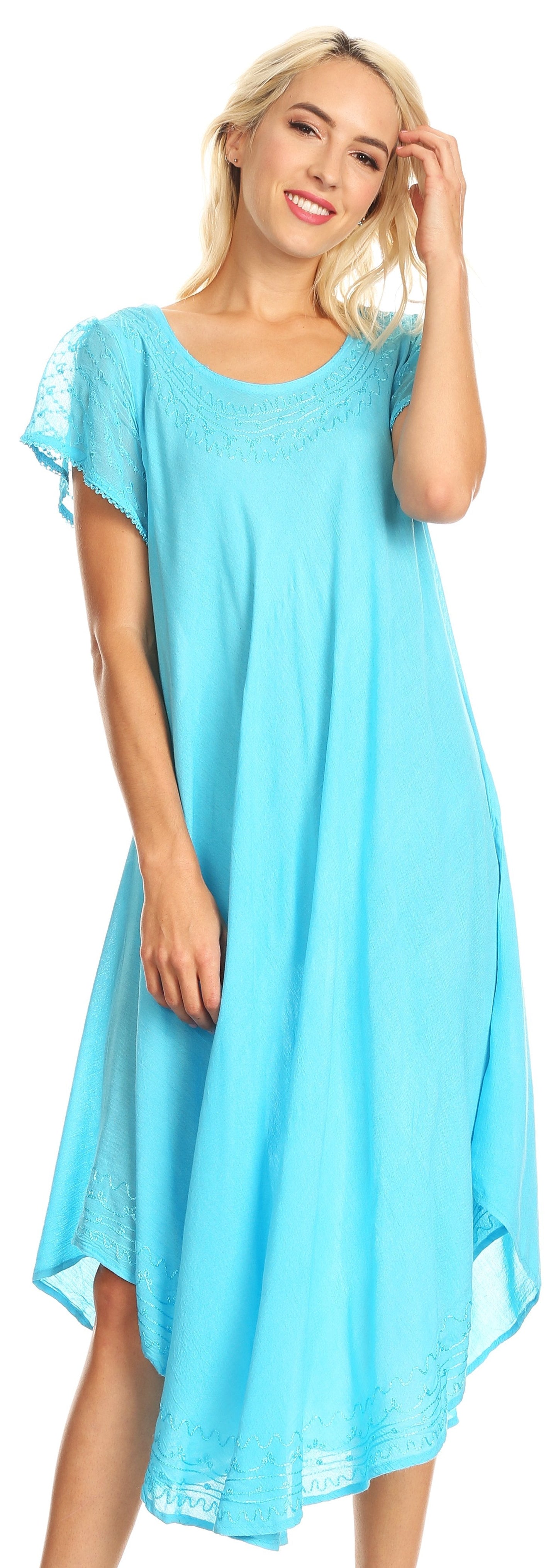 Sakkas Everyday Essentials Cap Sleeve Caftan Dress / Cover Up - Concordia Style Boutique