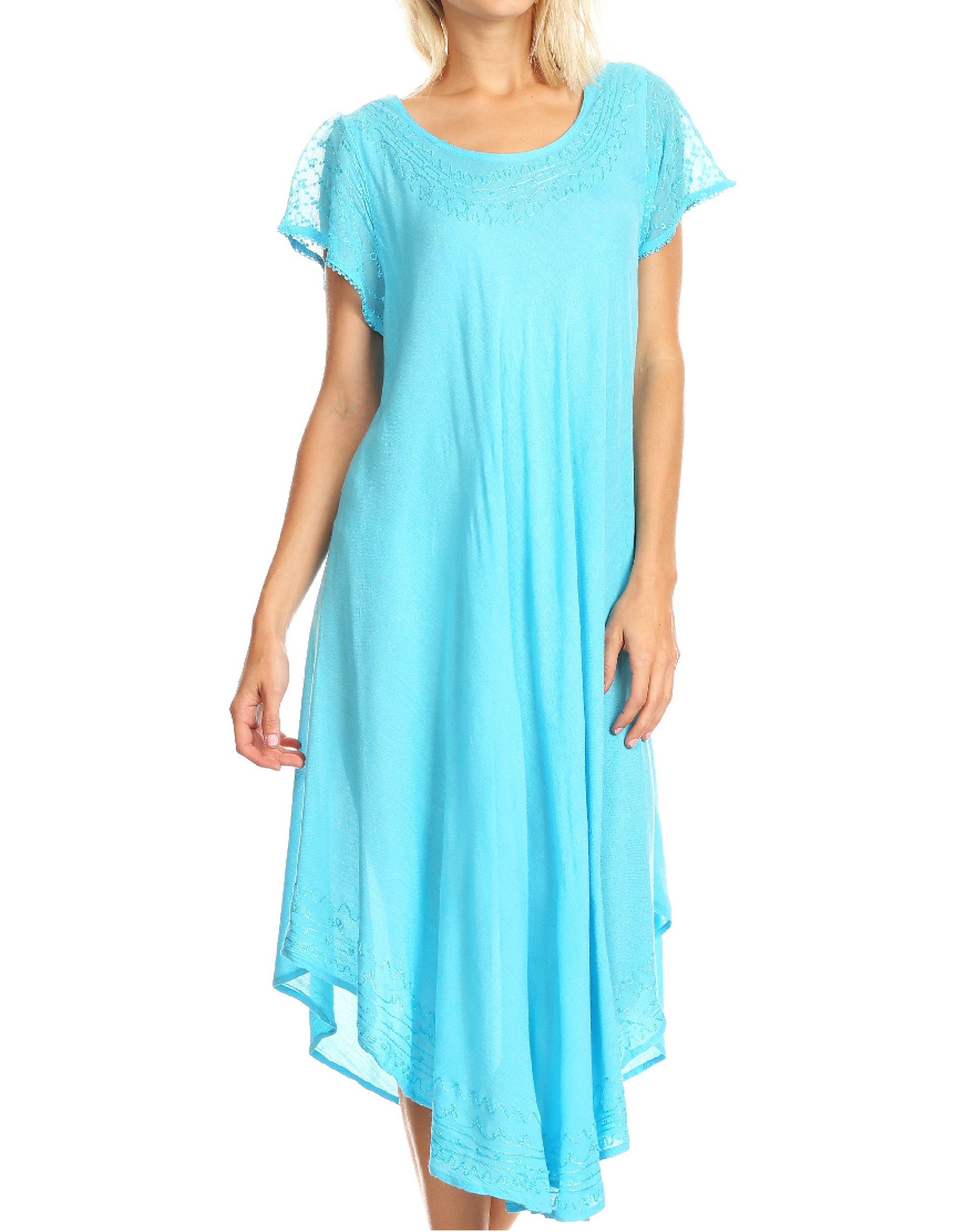 Sakkas Everyday Essentials Cap Sleeve Caftan Dress / Cover Up - Concordia Style Boutique