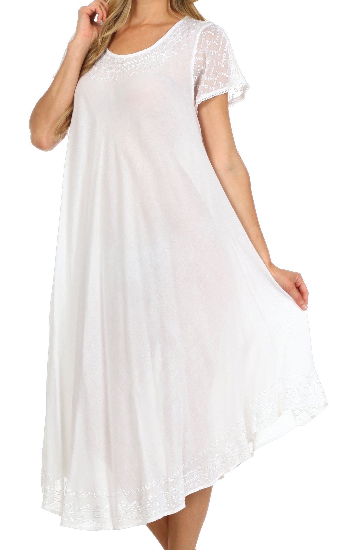 Sakkas Everyday Essentials Cap Sleeve Caftan Dress / Cover Up - Concordia Style Boutique