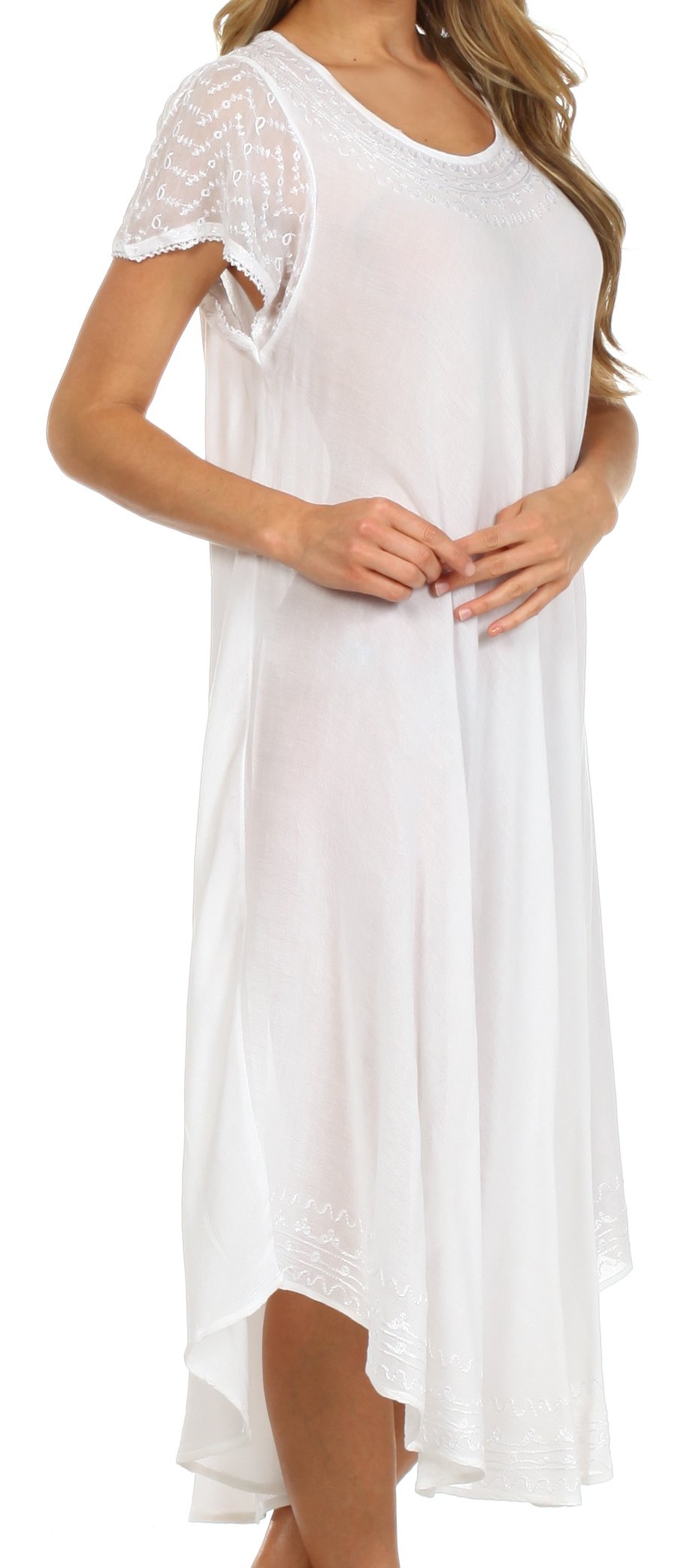Sakkas Everyday Essentials Cap Sleeve Caftan Dress / Cover Up - Concordia Style Boutique