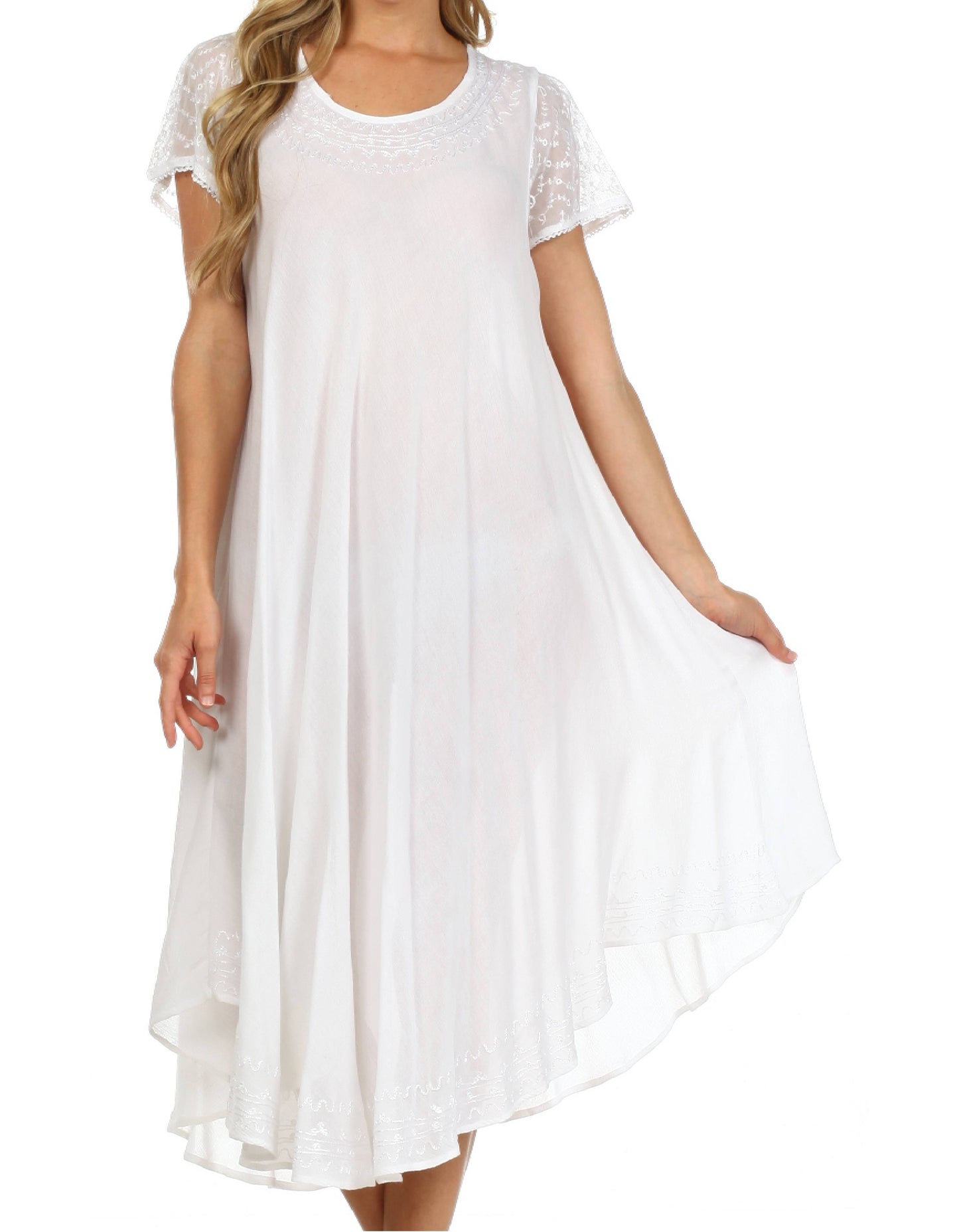 Sakkas Everyday Essentials Cap Sleeve Caftan Dress / Cover Up - Concordia Style Boutique