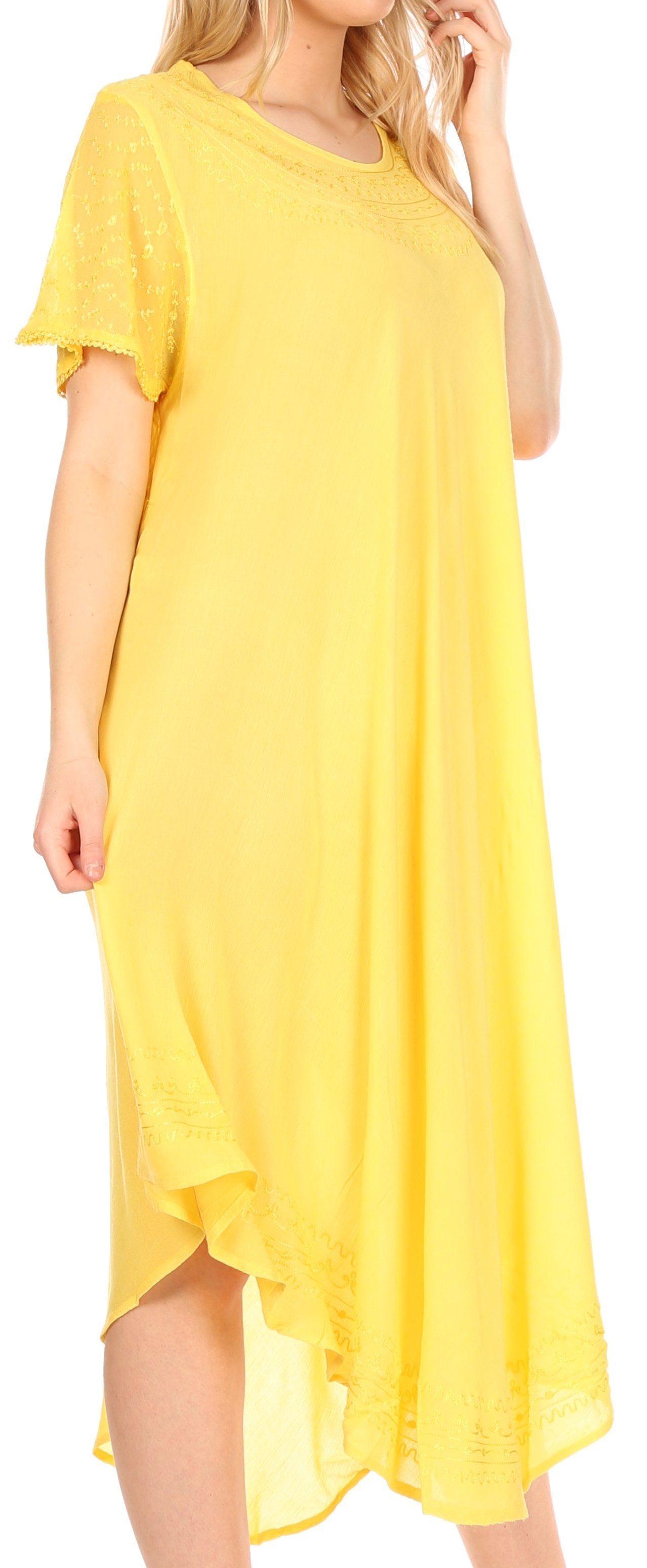 Sakkas Everyday Essentials Cap Sleeve Caftan Dress / Cover Up - Concordia Style Boutique