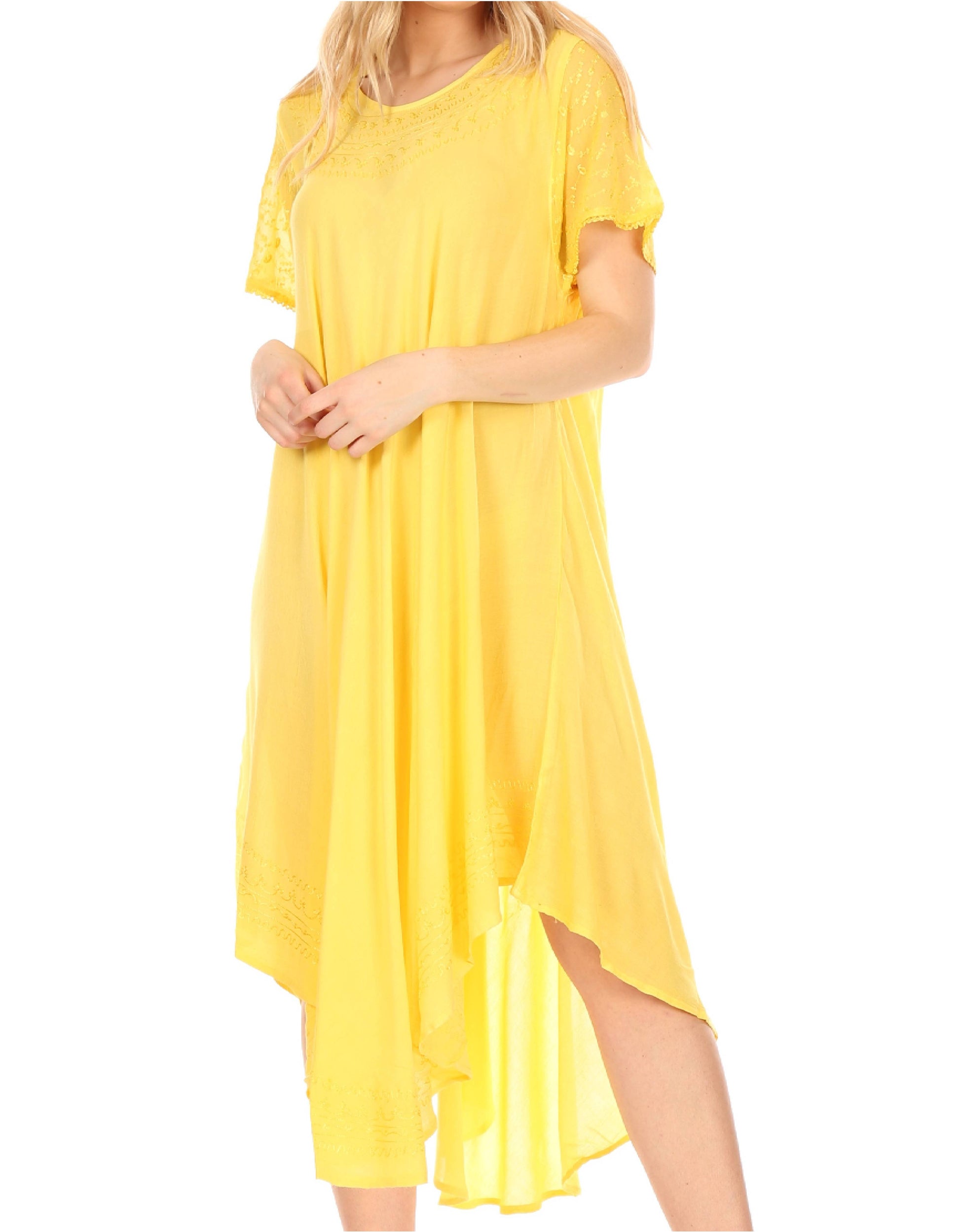 Sakkas Everyday Essentials Cap Sleeve Caftan Dress / Cover Up - Concordia Style Boutique