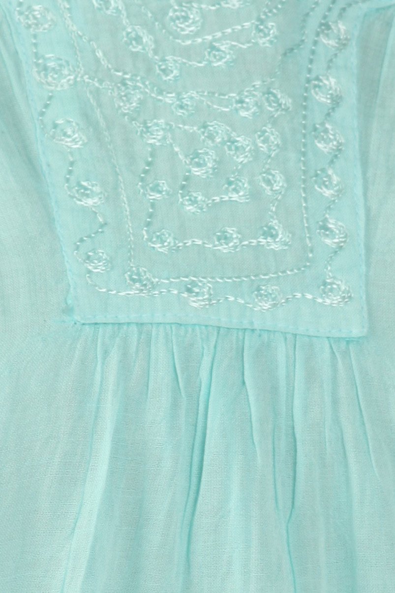 Sakkas Embroidered 100% Cotton Semi-Sheer Short Sleeve Gauzy Top / Blouse - Concordia Style Boutique