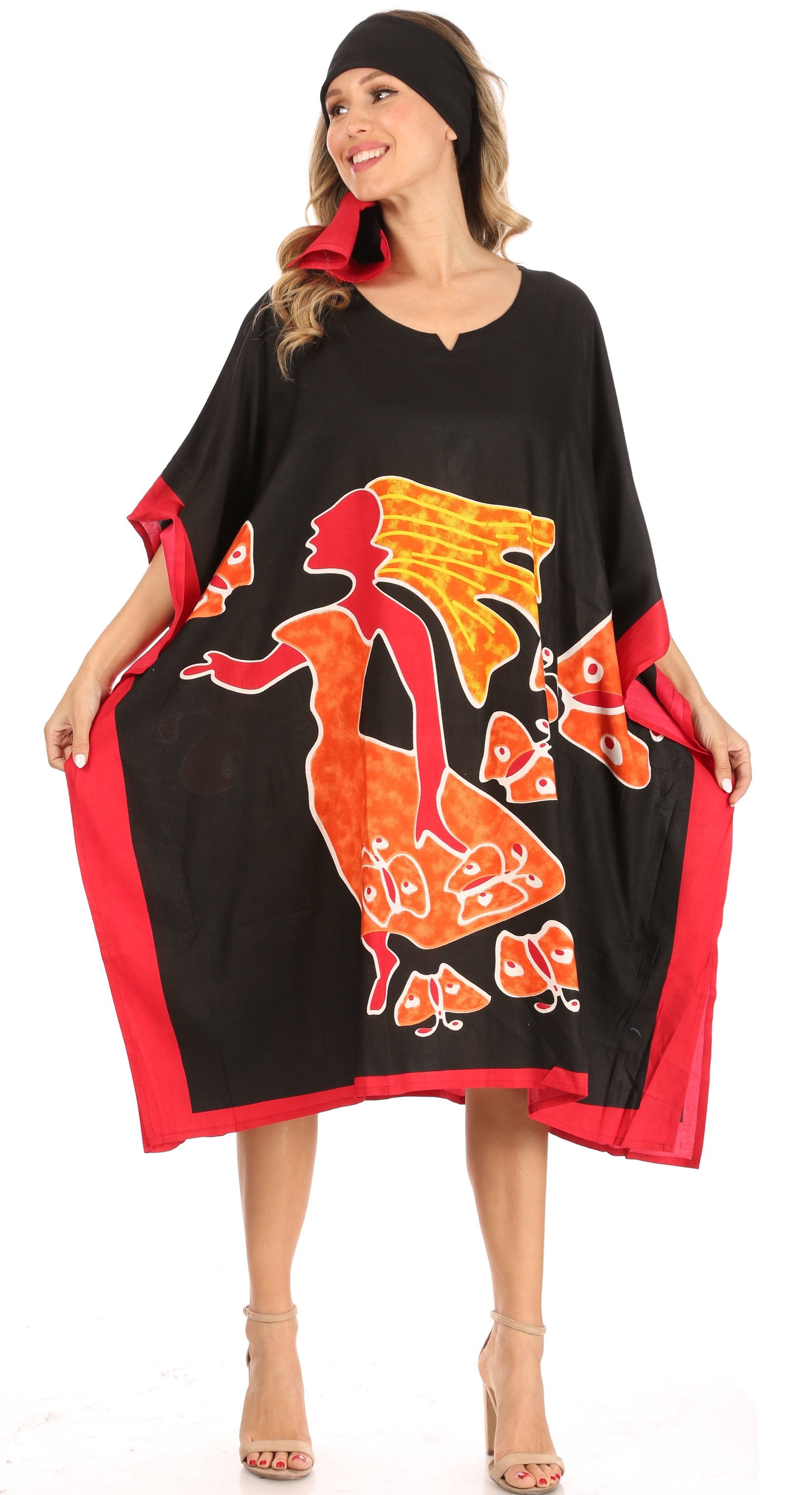 Sakkas Trina Women's Casual Loose Beach Poncho Caftan Dress Cover-up Many Print - Concordia Style Boutique