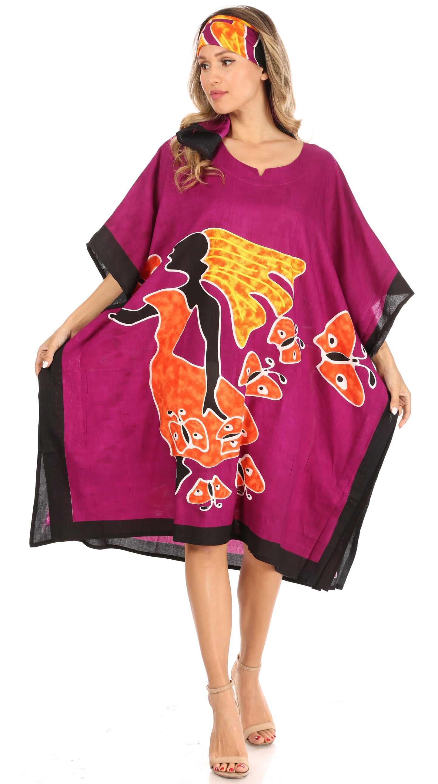 Sakkas Trina Women's Casual Loose Beach Poncho Caftan Dress Cover-up Many Print - Concordia Style Boutique