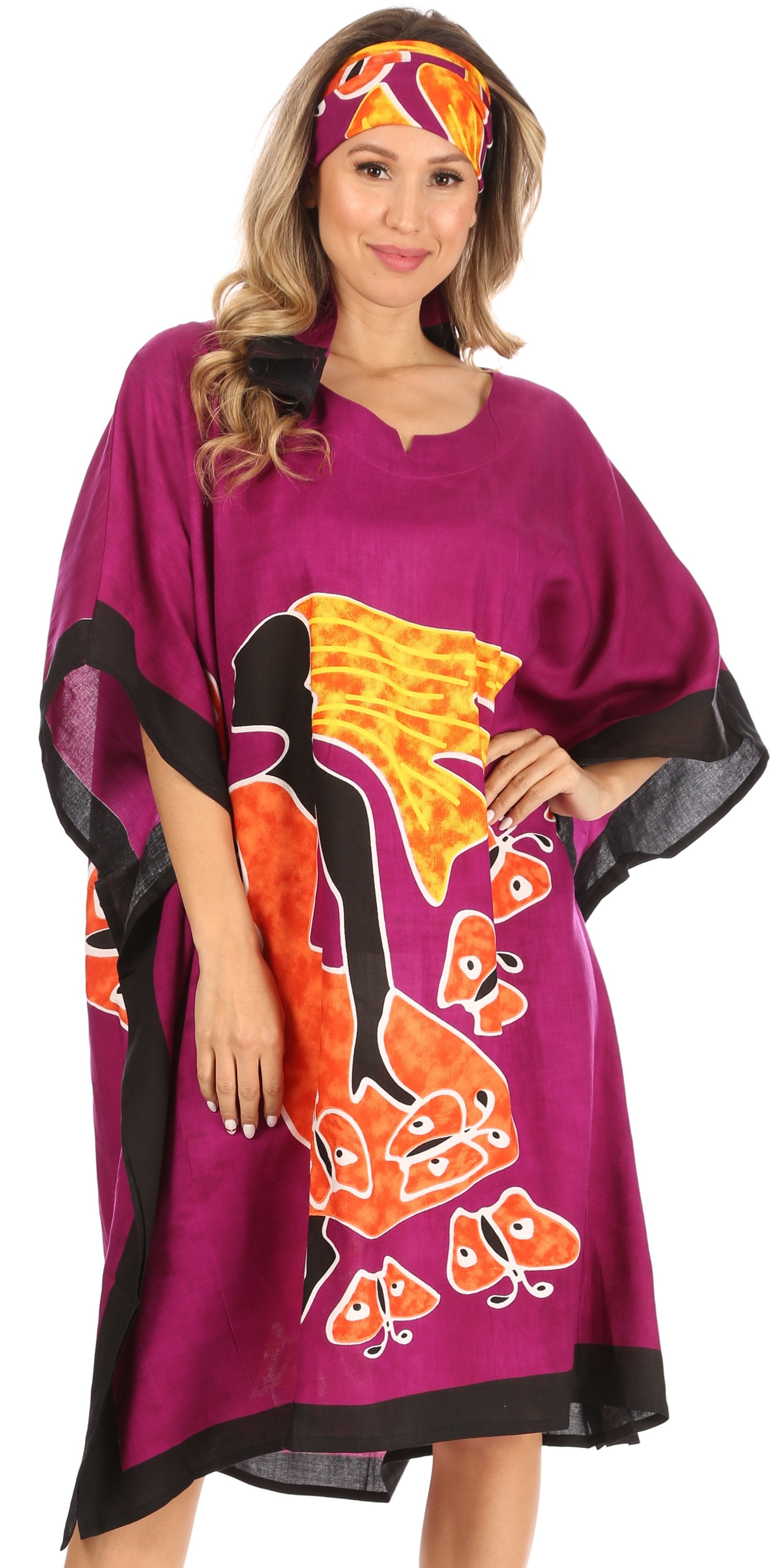 Sakkas Trina Women's Casual Loose Beach Poncho Caftan Dress Cover-up Many Print - Concordia Style Boutique