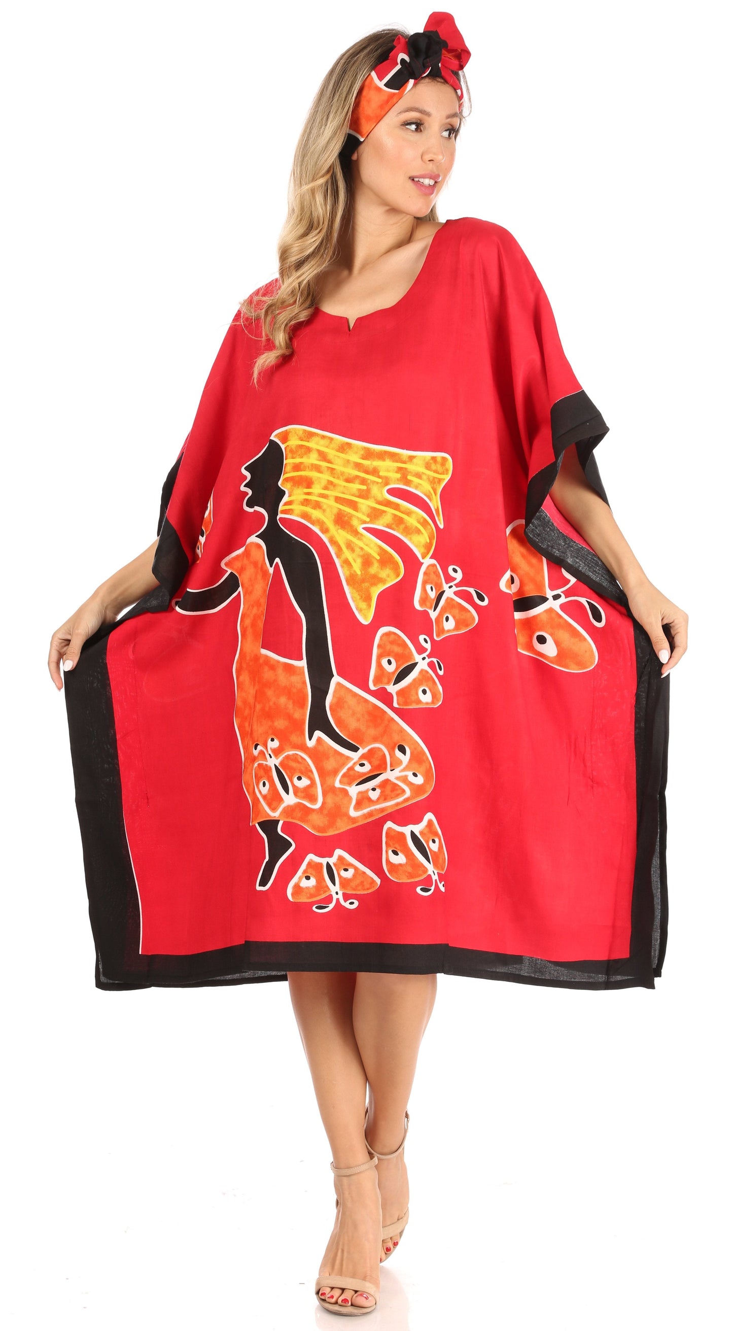 Sakkas Trina Women's Casual Loose Beach Poncho Caftan Dress Cover-up Many Print - Concordia Style Boutique