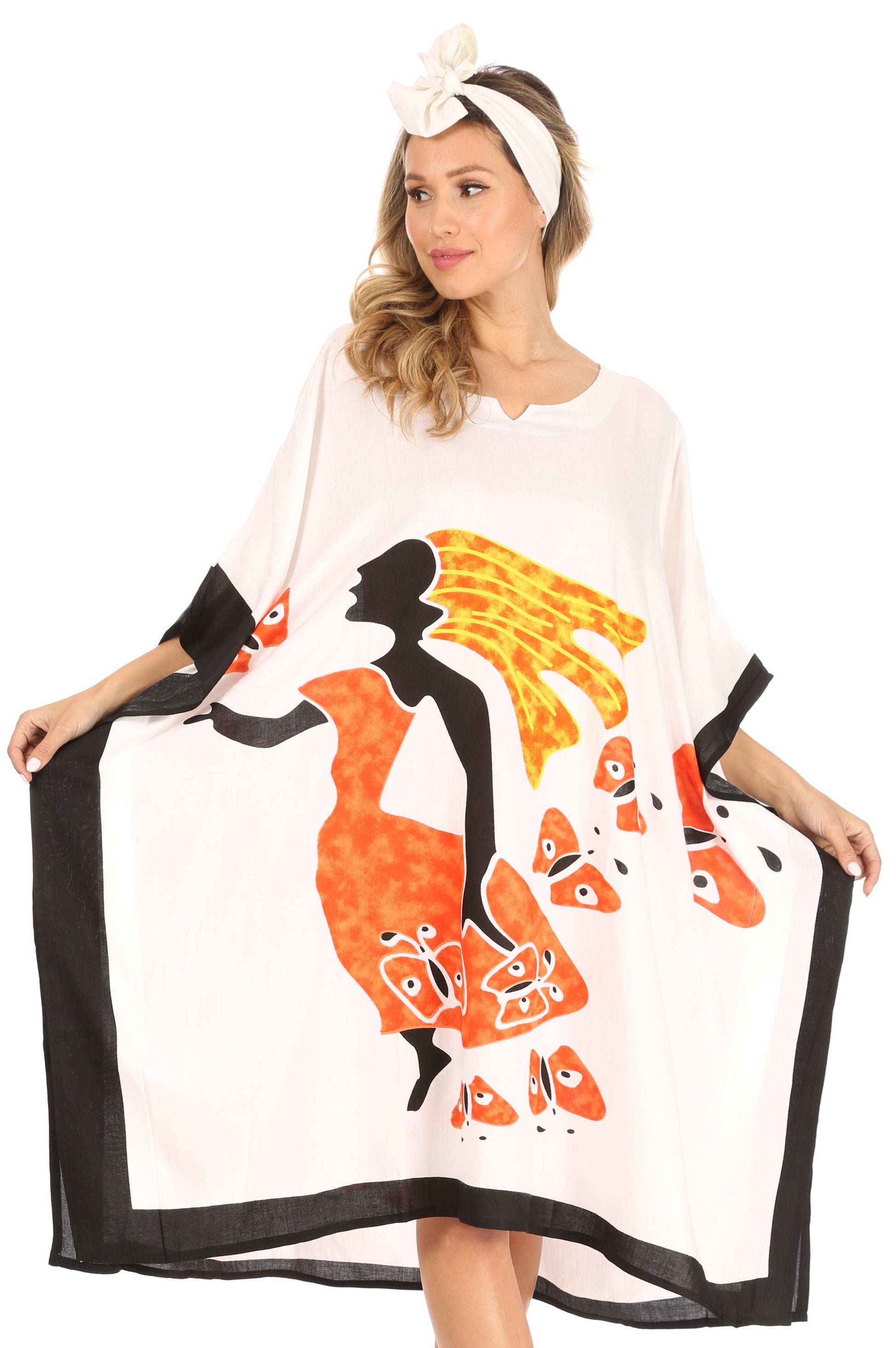 Sakkas Trina Women's Casual Loose Beach Poncho Caftan Dress Cover-up Many Print - Concordia Style Boutique