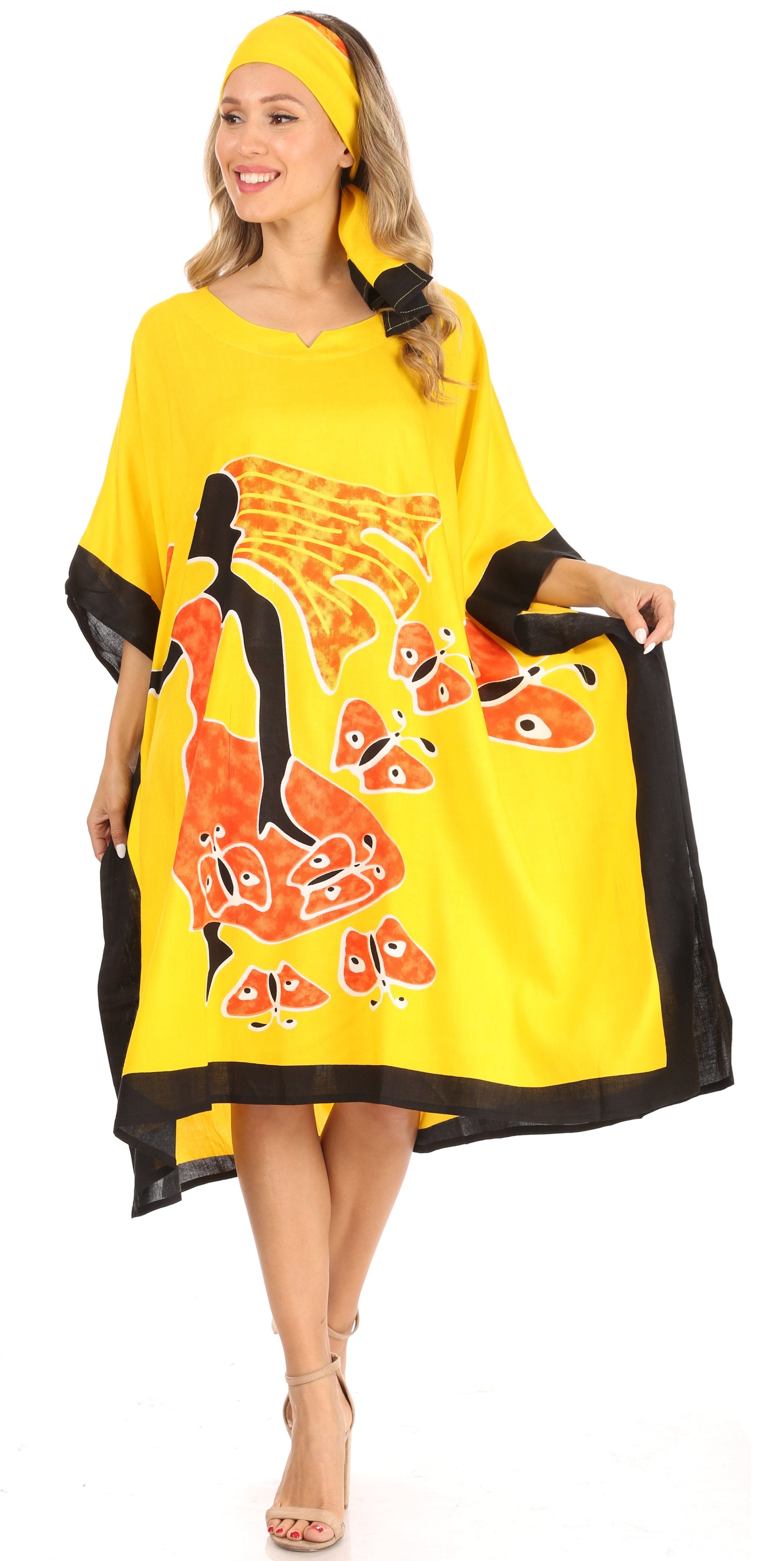 Sakkas Trina Women's Casual Loose Beach Poncho Caftan Dress Cover-up Many Print - Concordia Style Boutique