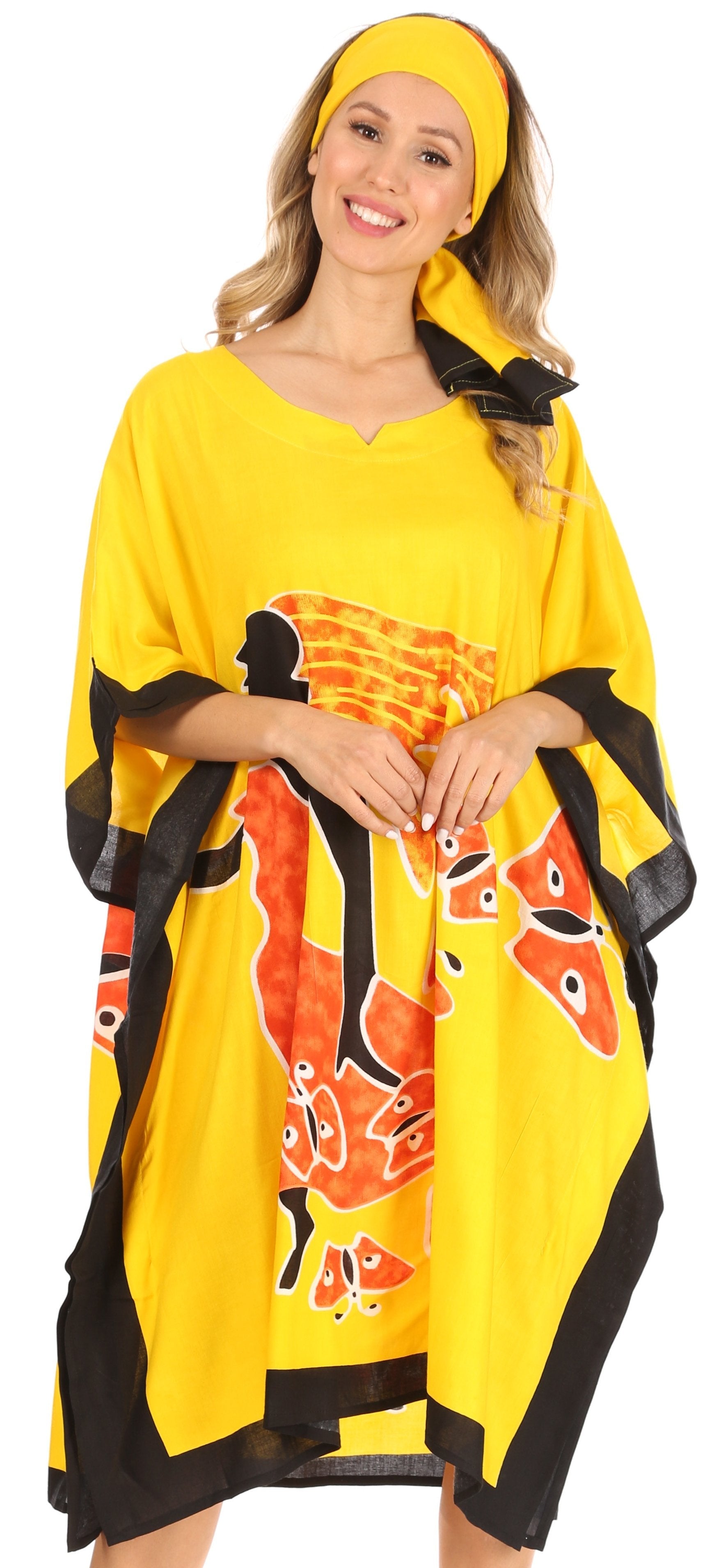 Sakkas Trina Women's Casual Loose Beach Poncho Caftan Dress Cover-up Many Print - Concordia Style Boutique