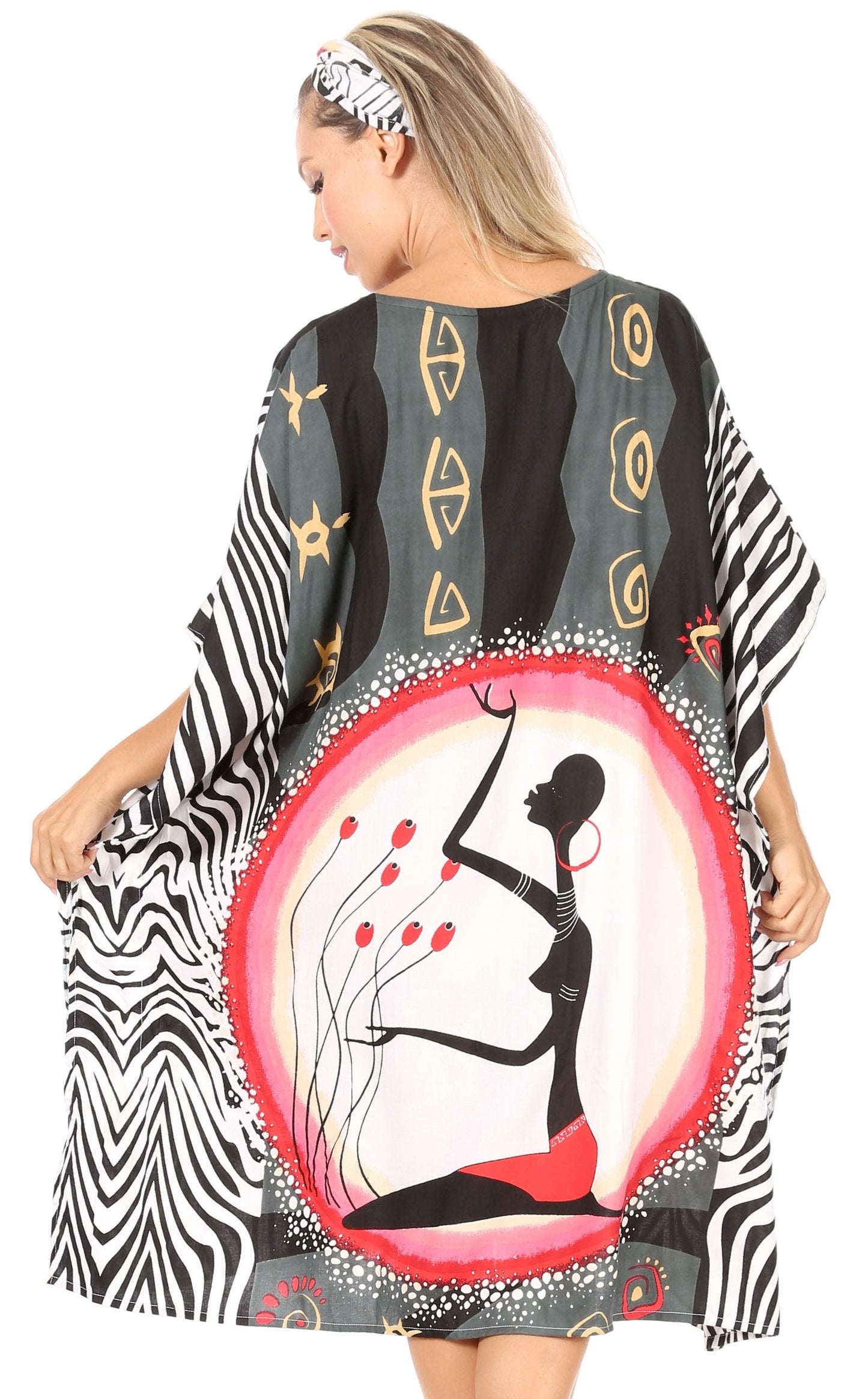 Sakkas Trina Women's Casual Loose Beach Poncho Caftan Dress Cover-up Many Print - Concordia Style Boutique