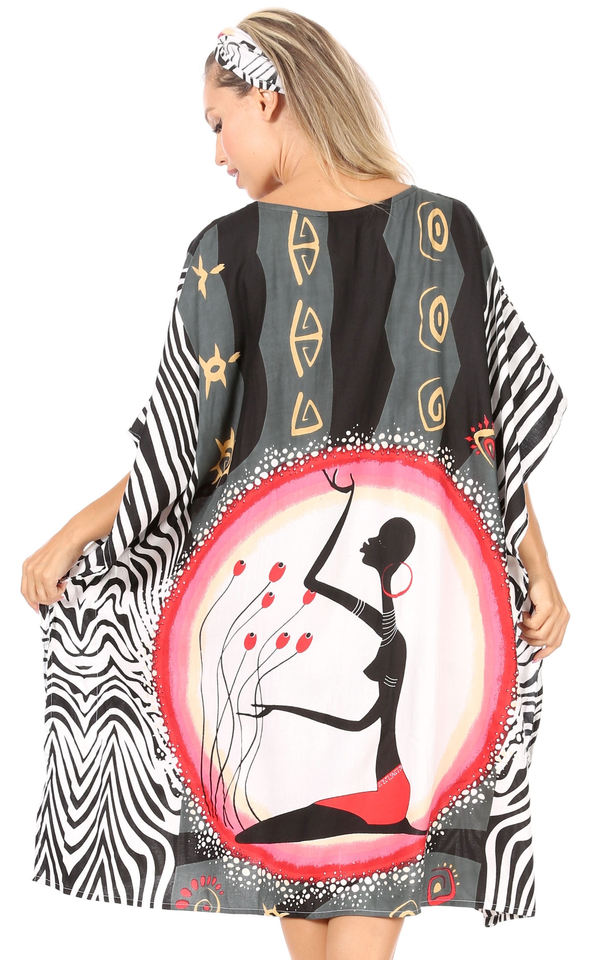 Sakkas Trina Women's Casual Loose Beach Poncho Caftan Dress Cover-up Many Print - Concordia Style Boutique