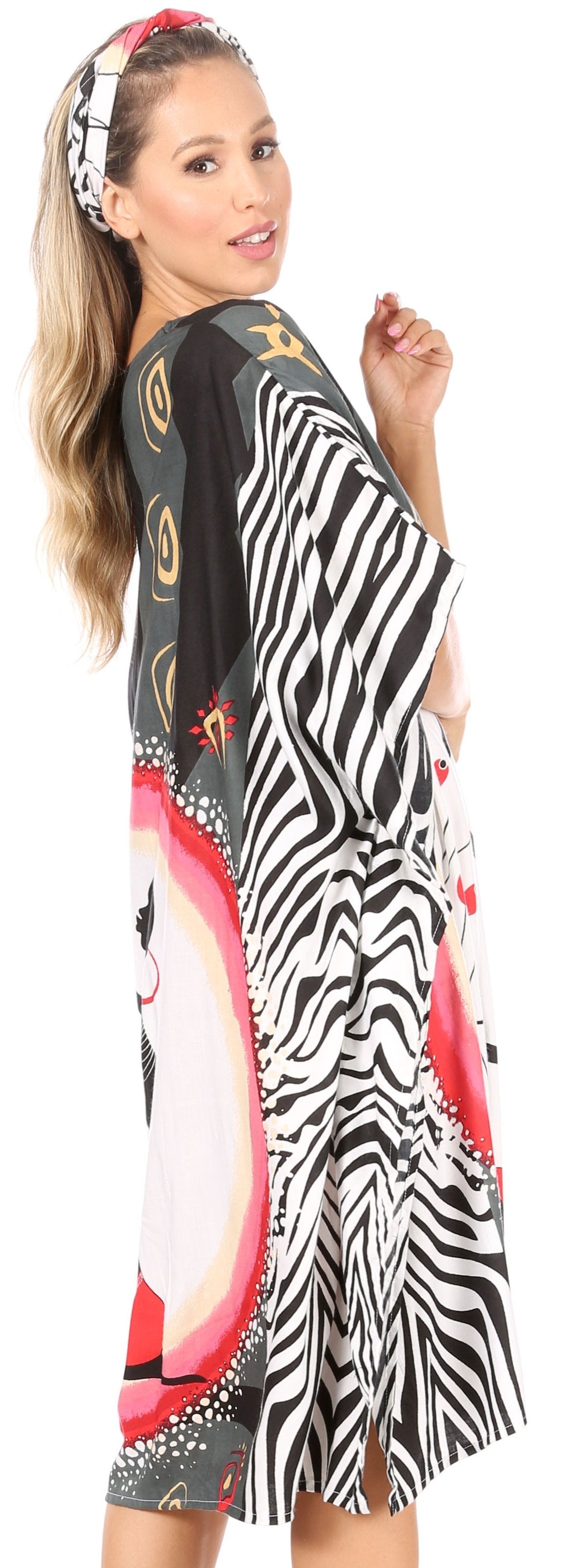 Sakkas Trina Women's Casual Loose Beach Poncho Caftan Dress Cover-up Many Print - Concordia Style Boutique