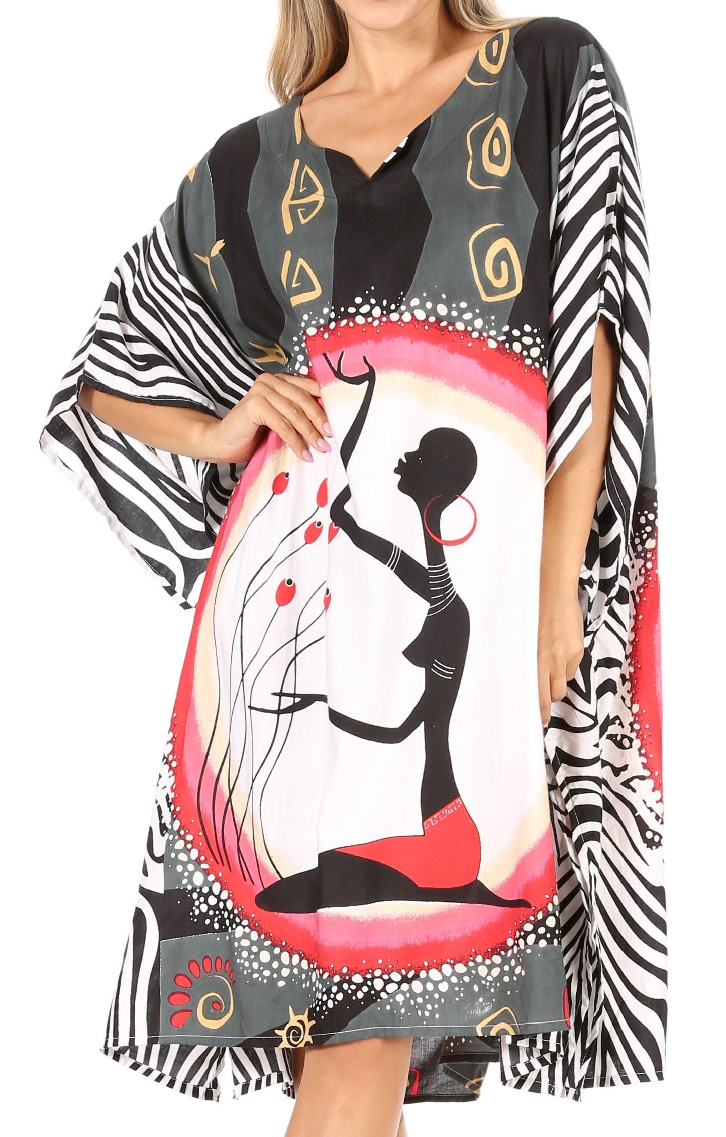 Sakkas Trina Women's Casual Loose Beach Poncho Caftan Dress Cover-up Many Print - Concordia Style Boutique