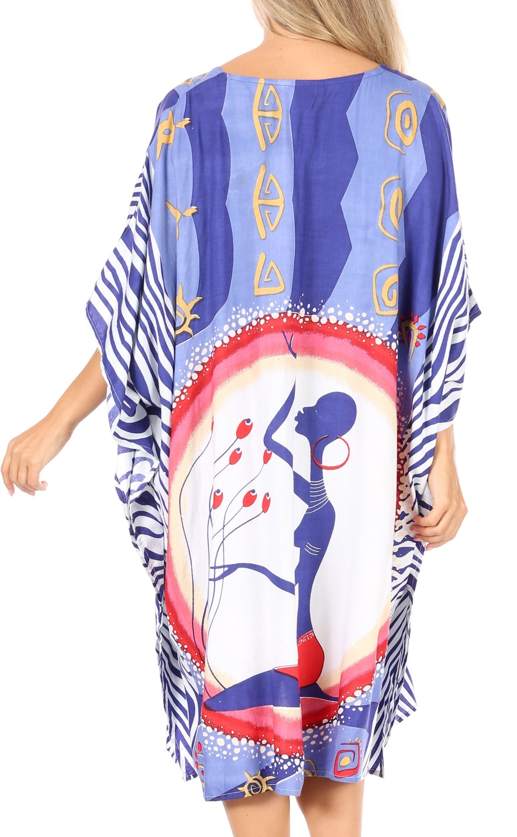 Sakkas Trina Women's Casual Loose Beach Poncho Caftan Dress Cover-up Many Print - Concordia Style Boutique