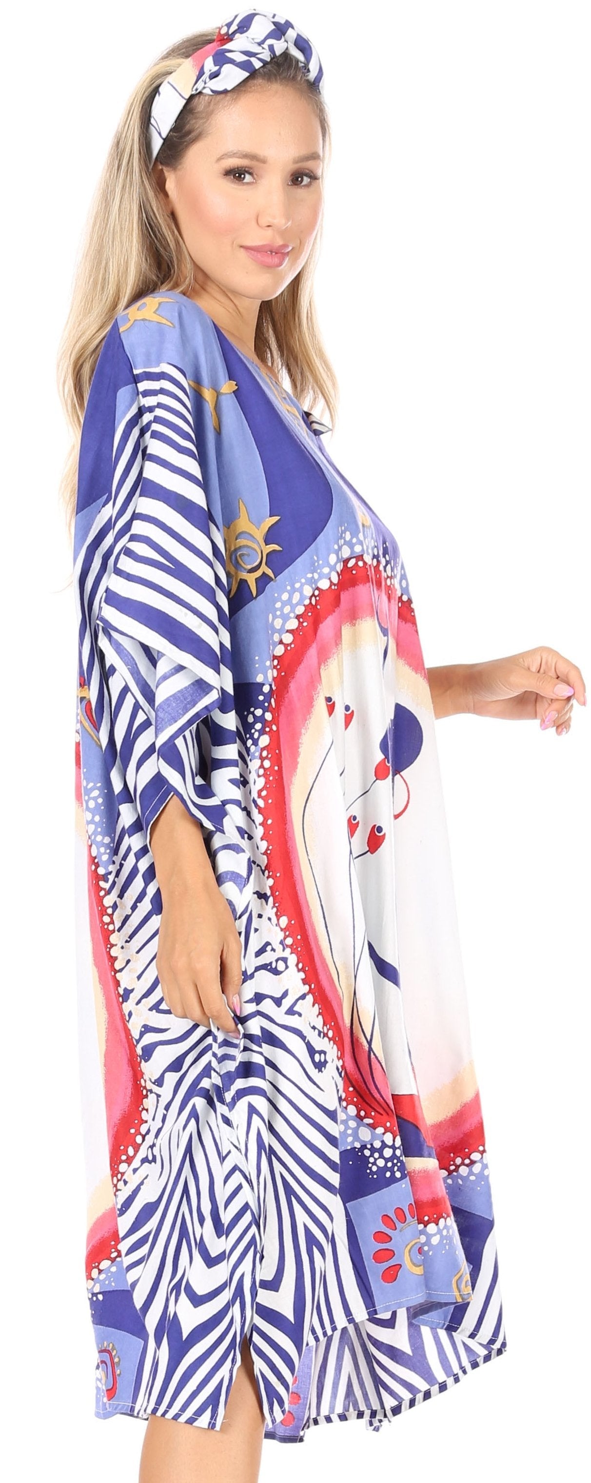 Sakkas Trina Women's Casual Loose Beach Poncho Caftan Dress Cover-up Many Print - Concordia Style Boutique