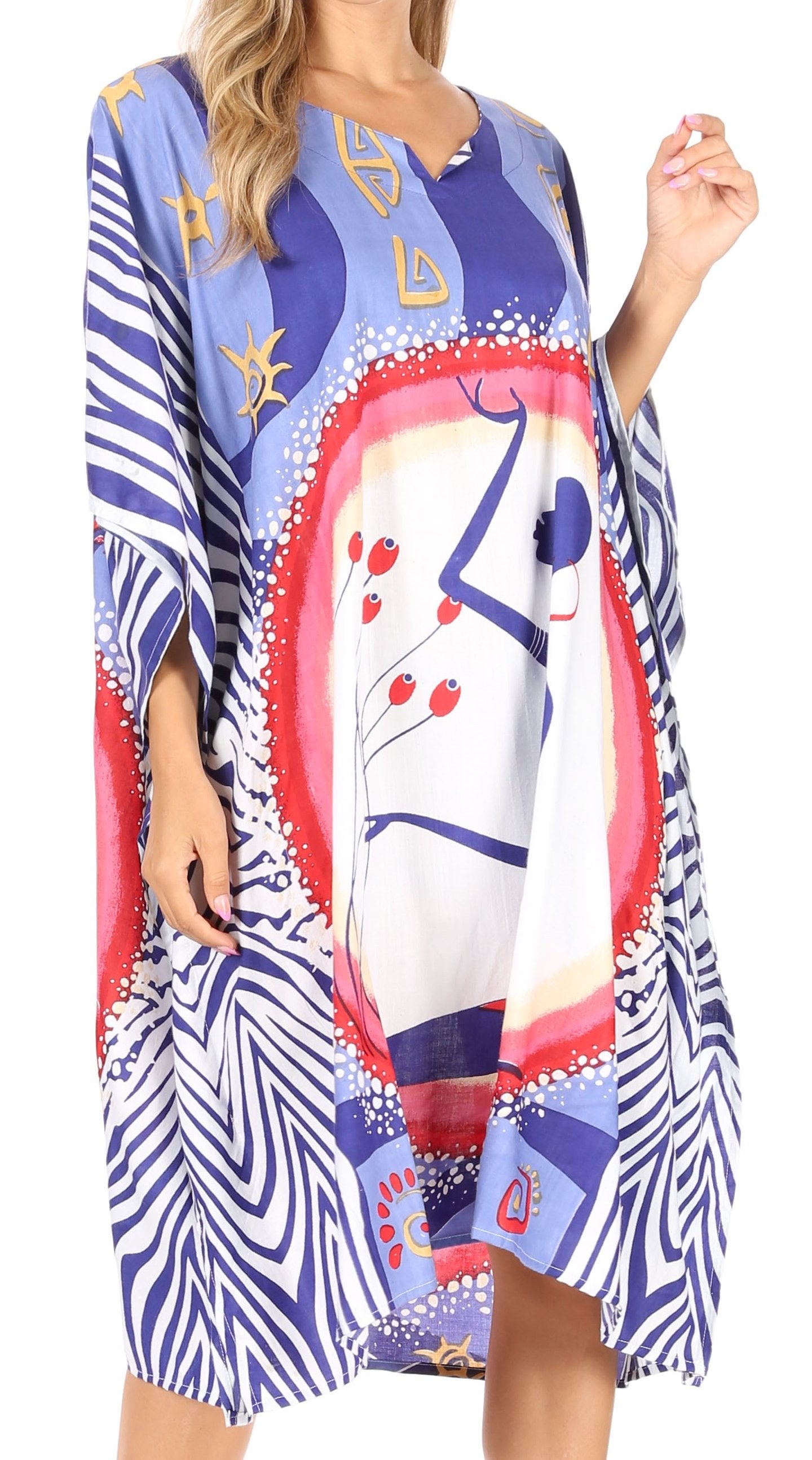 Sakkas Trina Women's Casual Loose Beach Poncho Caftan Dress Cover-up Many Print - Concordia Style Boutique