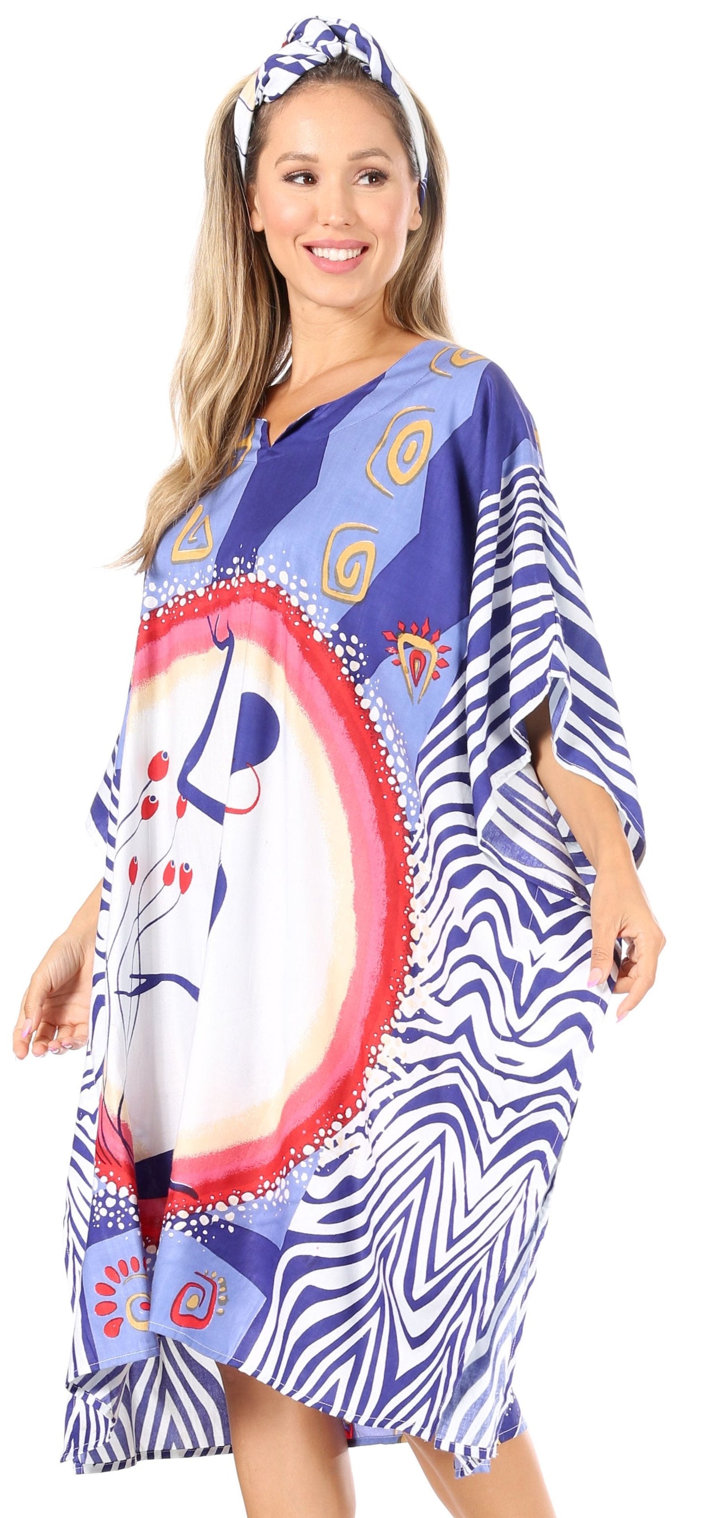 Sakkas Trina Women's Casual Loose Beach Poncho Caftan Dress Cover-up Many Print - Concordia Style Boutique