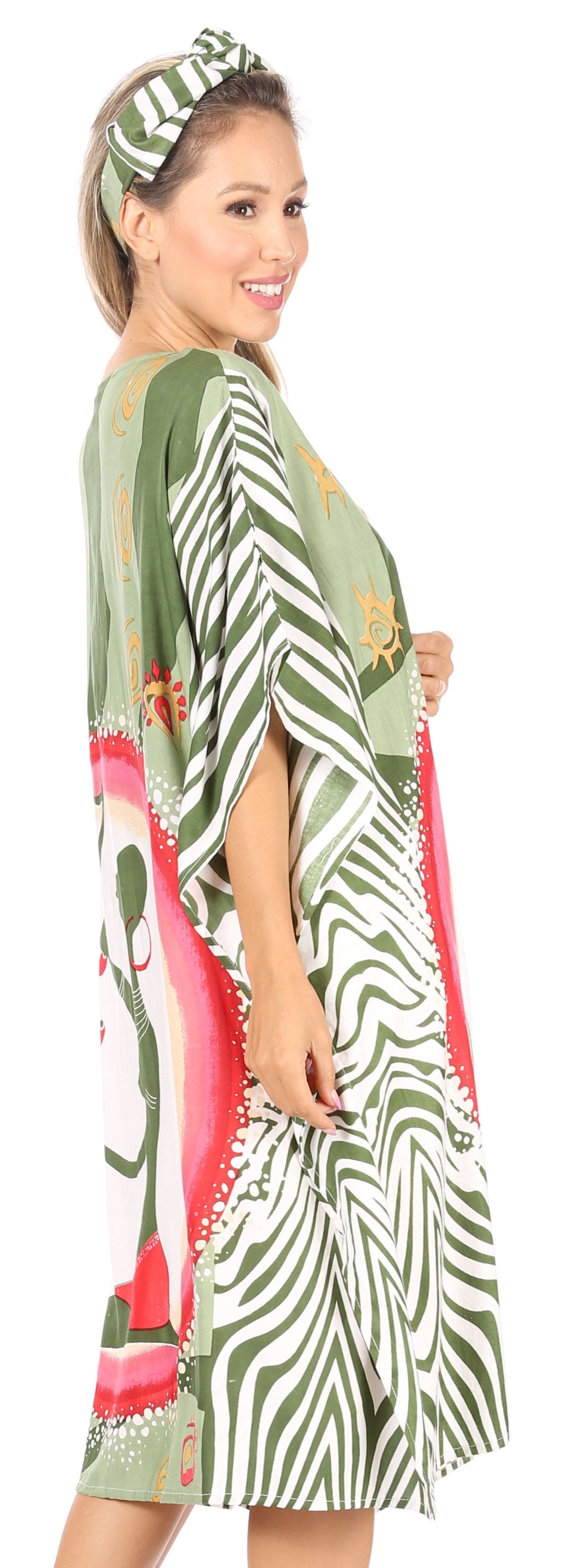 Sakkas Trina Women's Casual Loose Beach Poncho Caftan Dress Cover-up Many Print - Concordia Style Boutique
