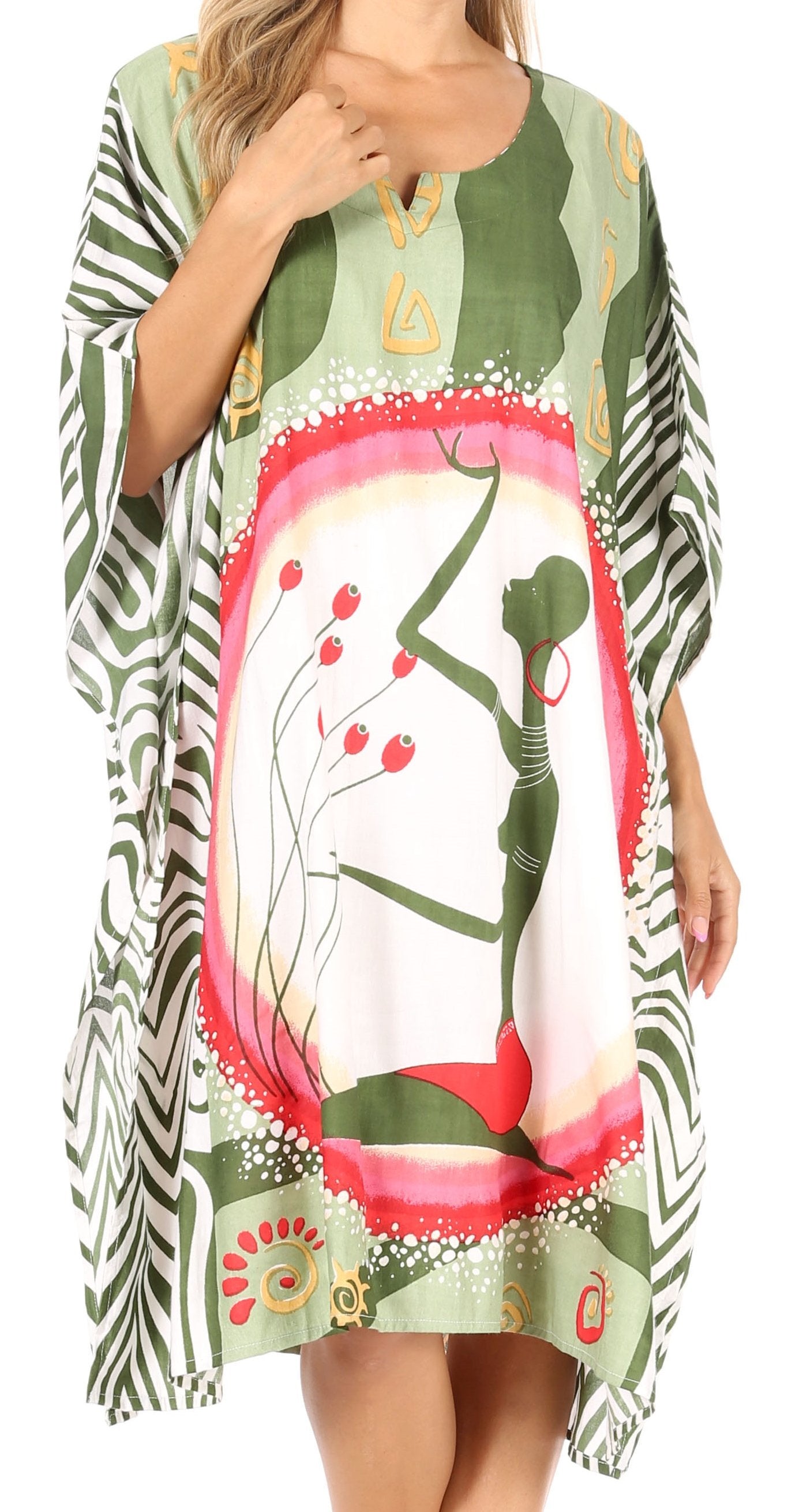 Sakkas Trina Women's Casual Loose Beach Poncho Caftan Dress Cover-up Many Print - Concordia Style Boutique