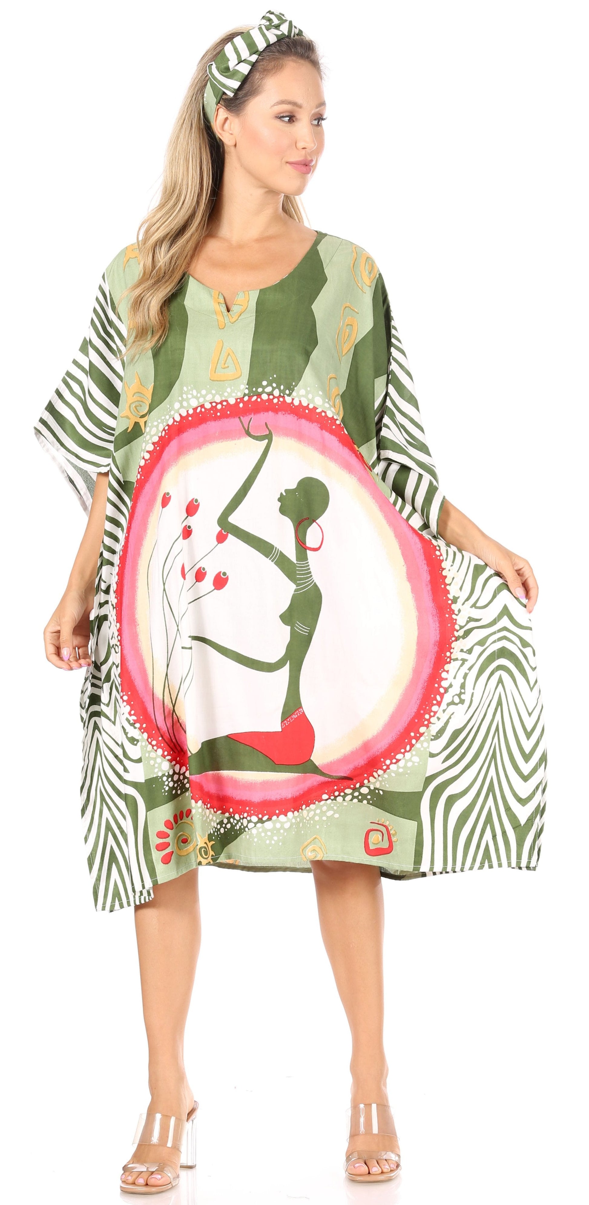 Sakkas Trina Women's Casual Loose Beach Poncho Caftan Dress Cover-up Many Print - Concordia Style Boutique