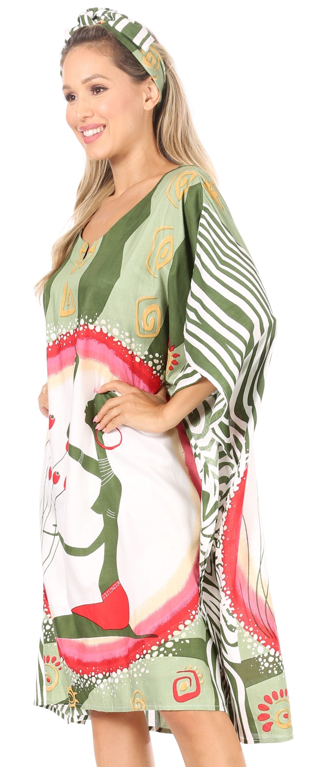 Sakkas Trina Women's Casual Loose Beach Poncho Caftan Dress Cover-up Many Print - Concordia Style Boutique
