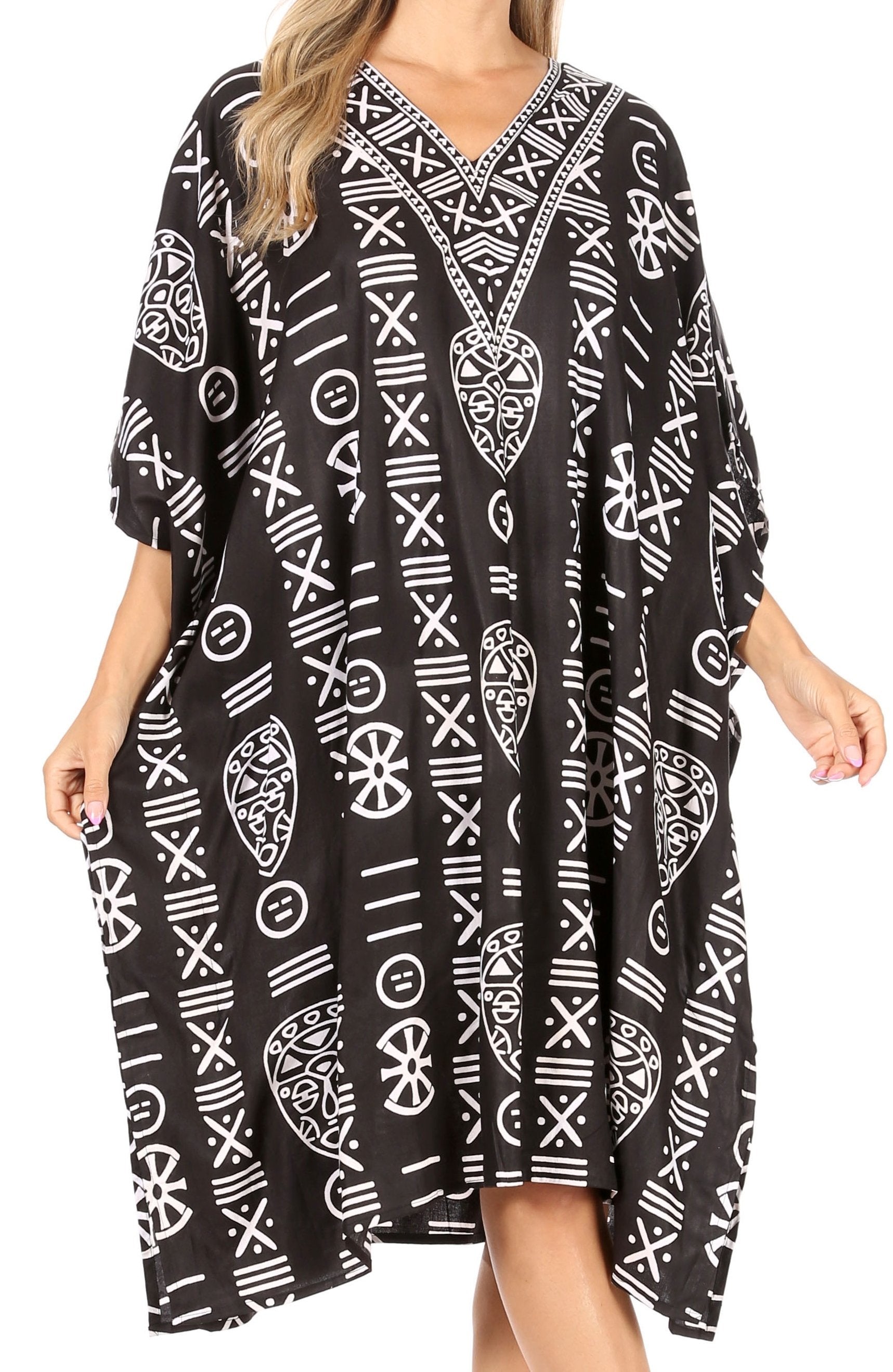Sakkas Trina Women's Casual Loose Beach Poncho Caftan Dress Cover-up Many Print - Concordia Style Boutique