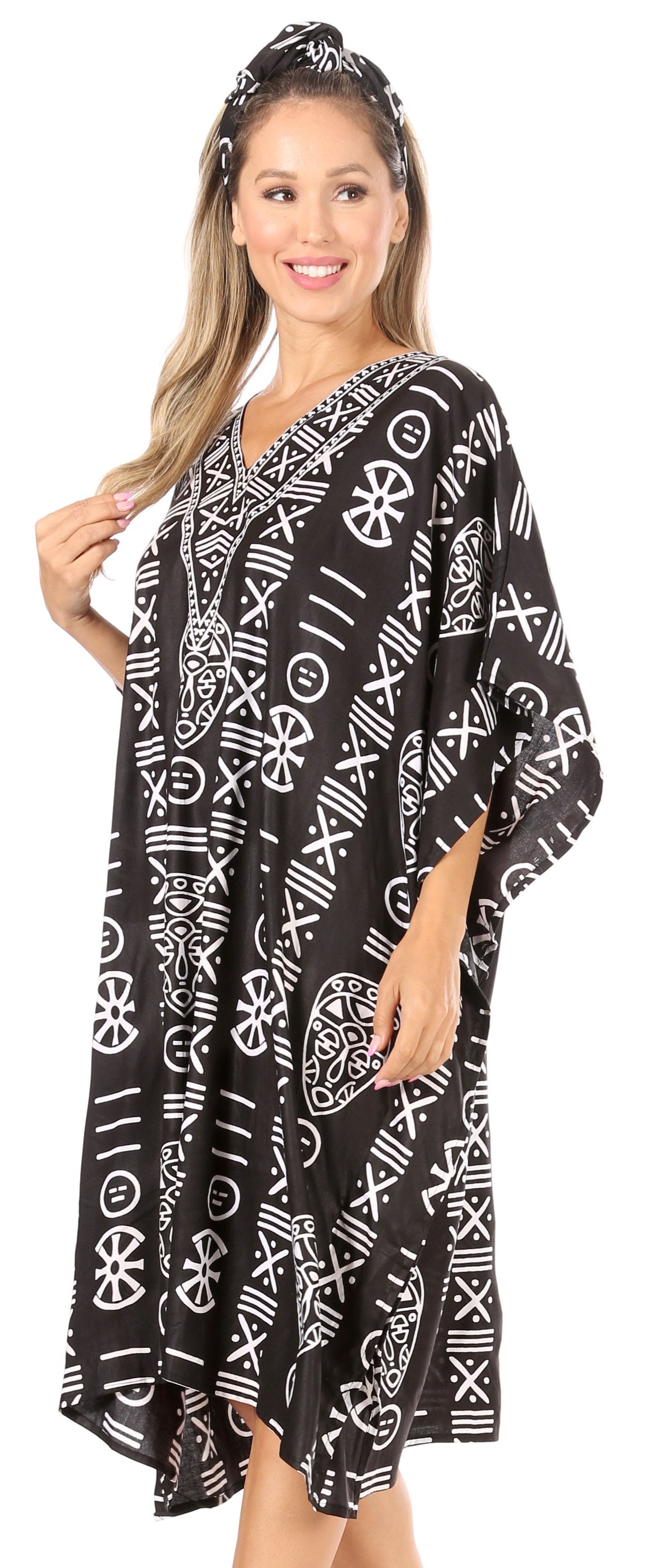 Sakkas Trina Women's Casual Loose Beach Poncho Caftan Dress Cover-up Many Print - Concordia Style Boutique