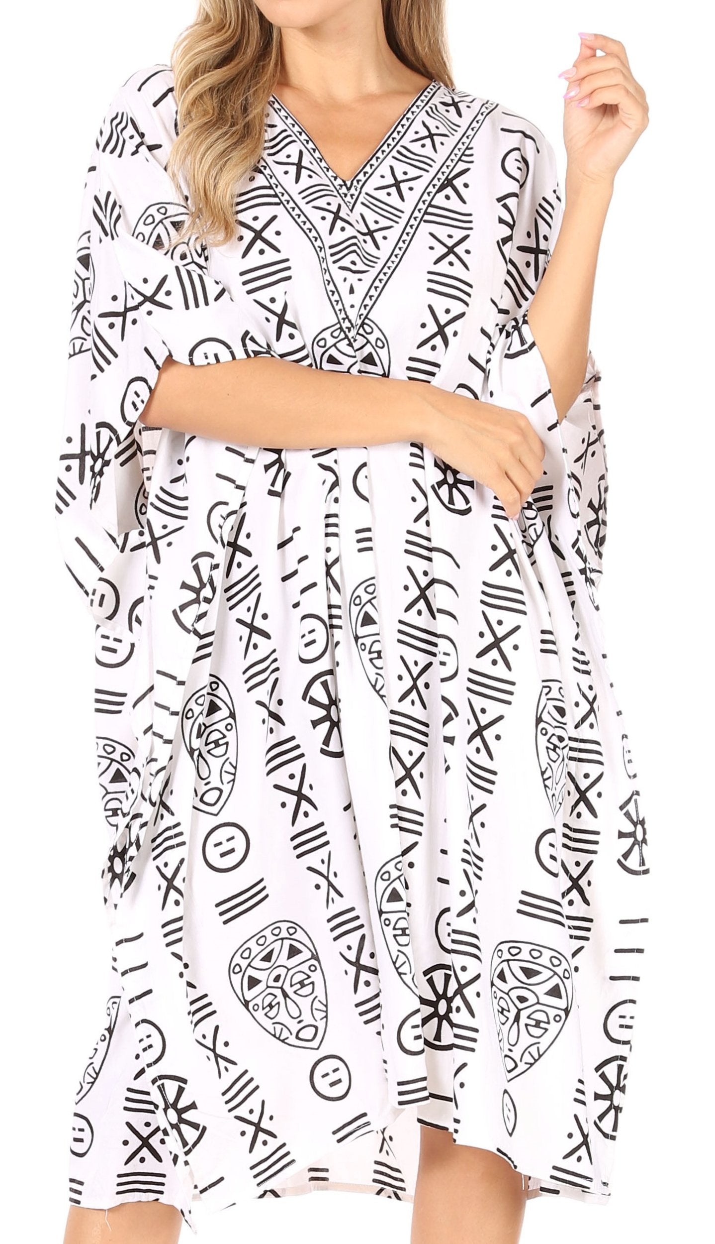Sakkas Trina Women's Casual Loose Beach Poncho Caftan Dress Cover-up Many Print - Concordia Style Boutique