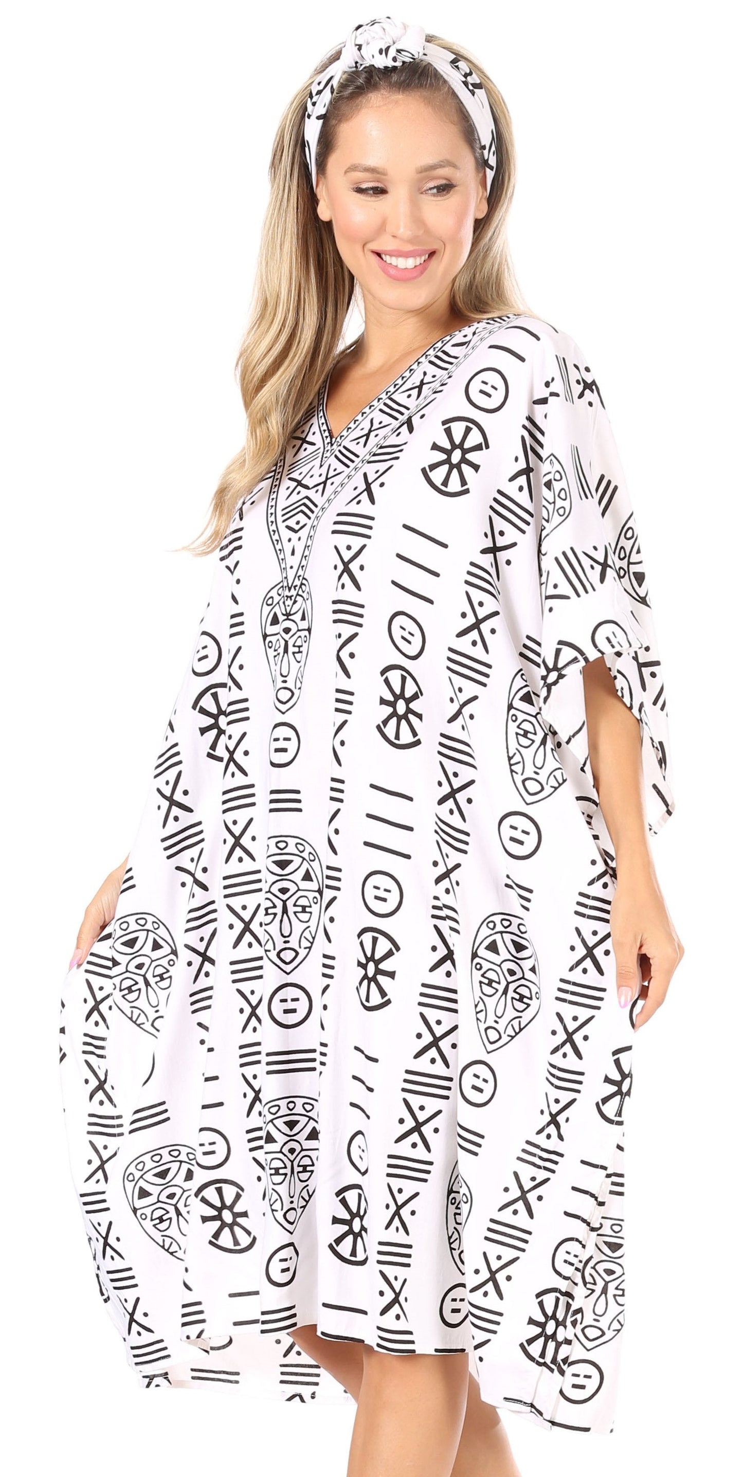 Sakkas Trina Women's Casual Loose Beach Poncho Caftan Dress Cover-up Many Print - Concordia Style Boutique