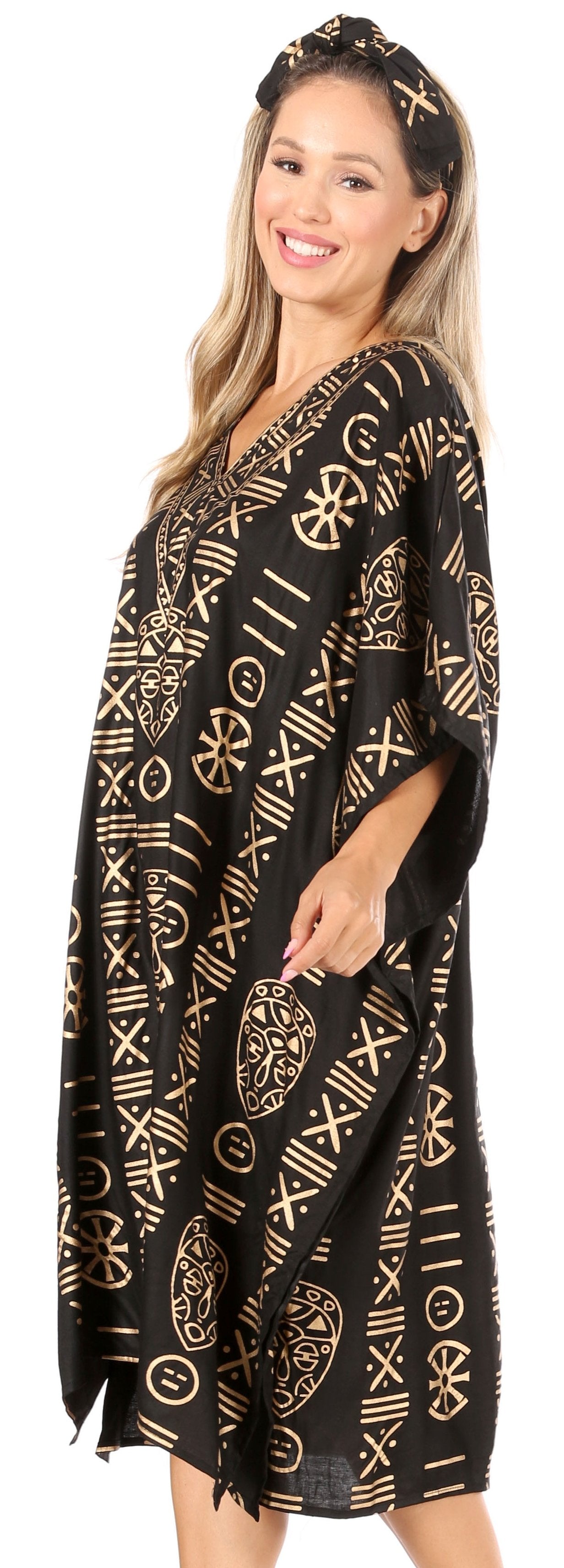 Sakkas Trina Women's Casual Loose Beach Poncho Caftan Dress Cover-up Many Print - Concordia Style Boutique