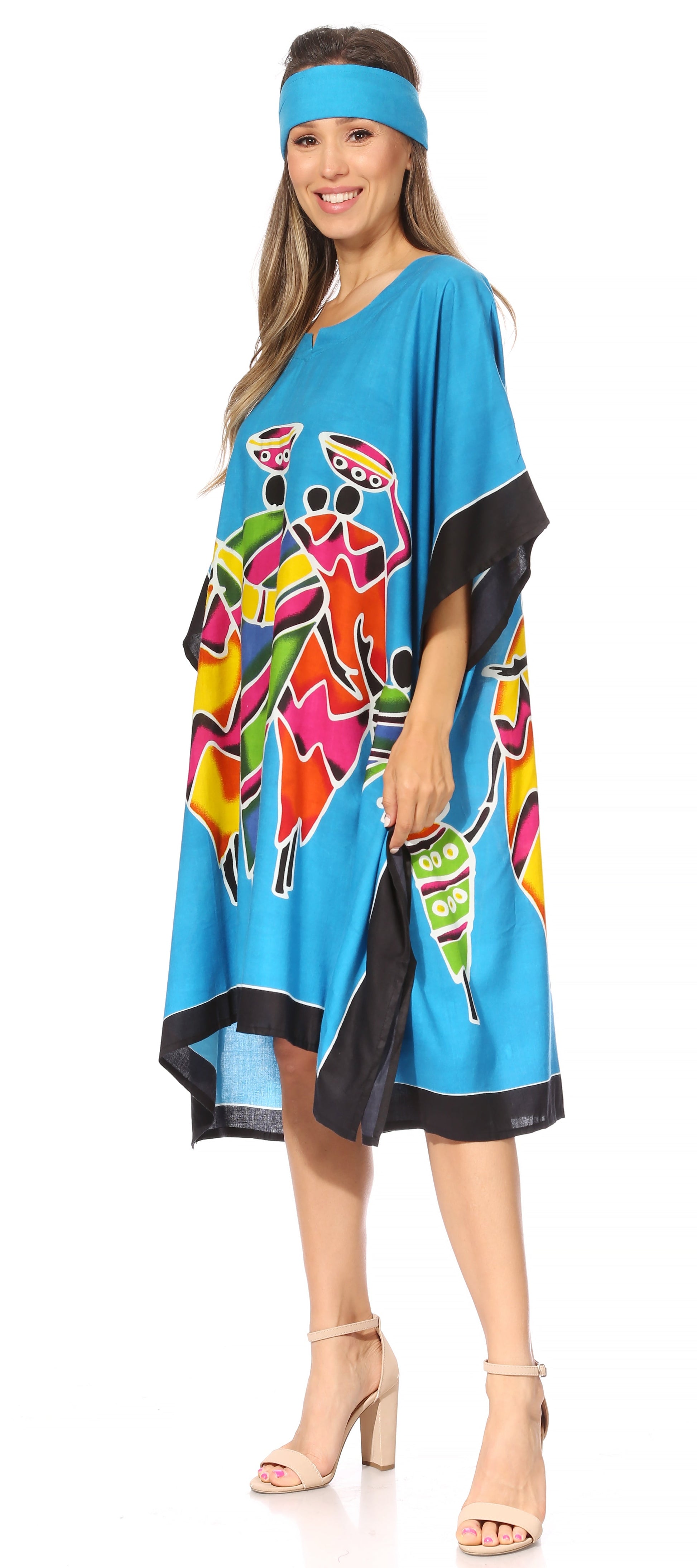 Sakkas Trina Women's Casual Loose Beach Poncho Caftan Dress Cover-up Many Print - Concordia Style Boutique