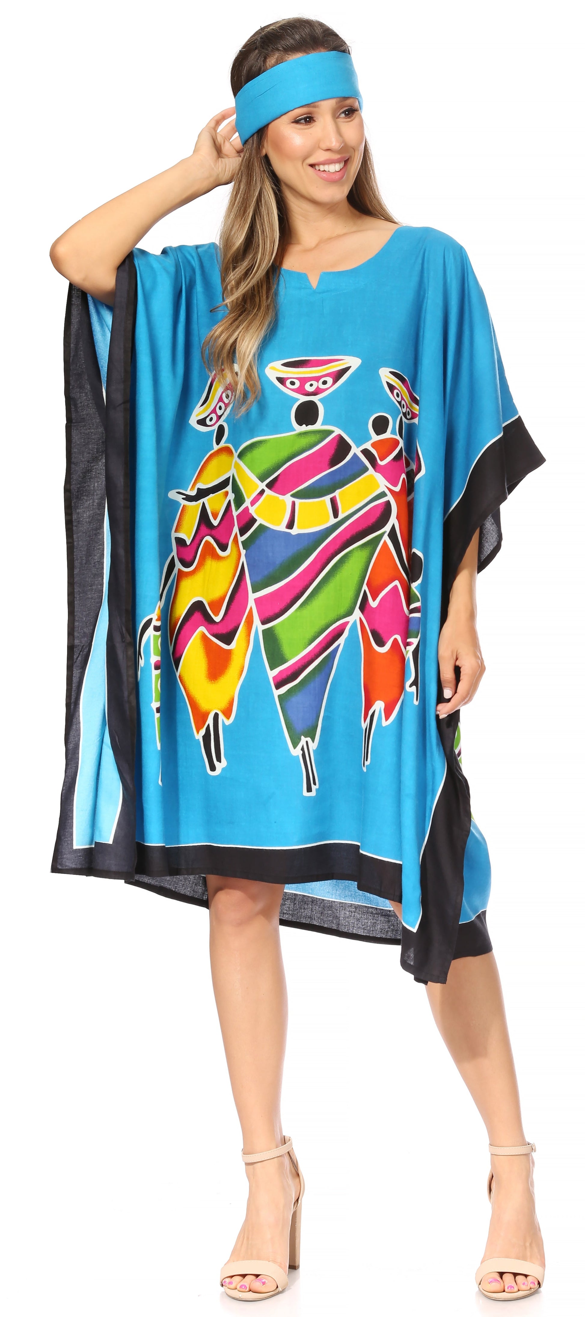 Sakkas Trina Women's Casual Loose Beach Poncho Caftan Dress Cover-up Many Print - Concordia Style Boutique