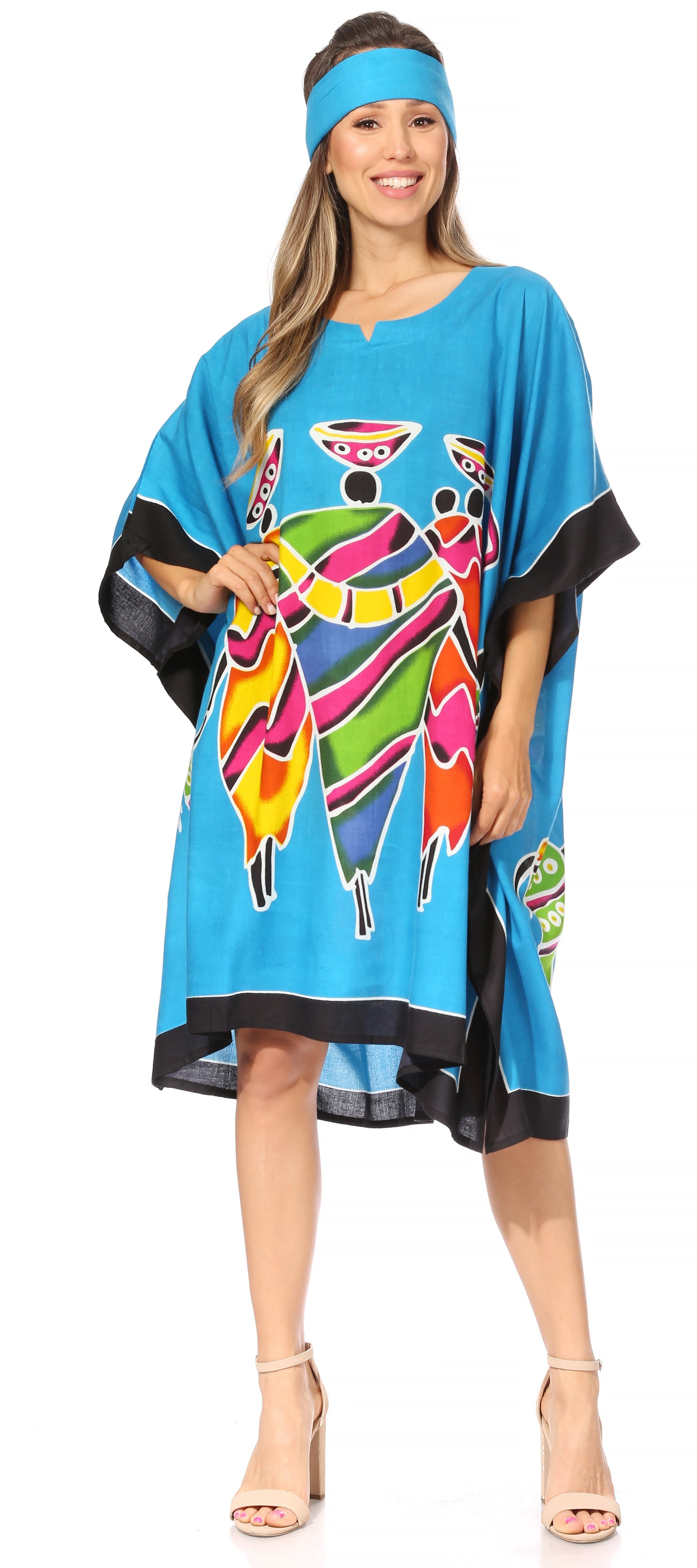 Sakkas Trina Women's Casual Loose Beach Poncho Caftan Dress Cover-up Many Print - Concordia Style Boutique