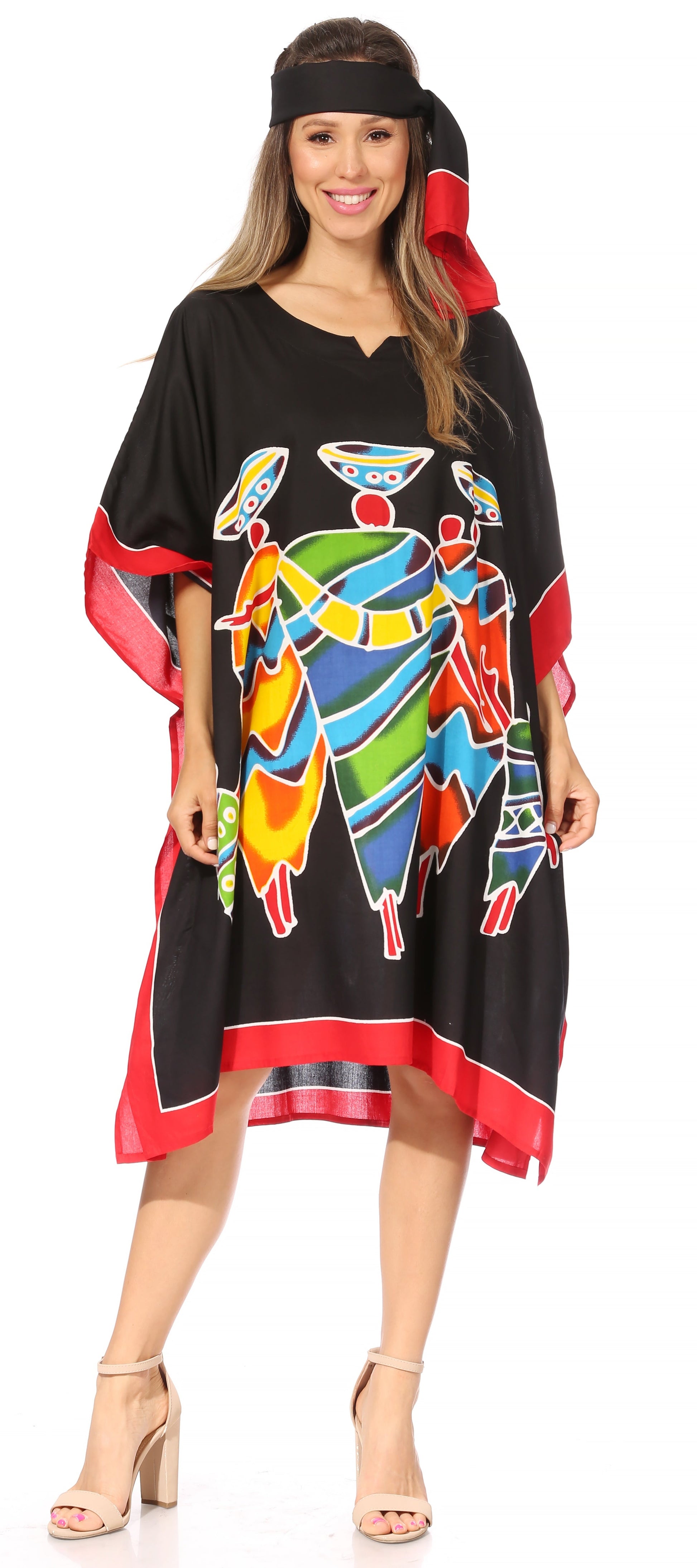 Sakkas Trina Women's Casual Loose Beach Poncho Caftan Dress Cover-up Many Print - Concordia Style Boutique