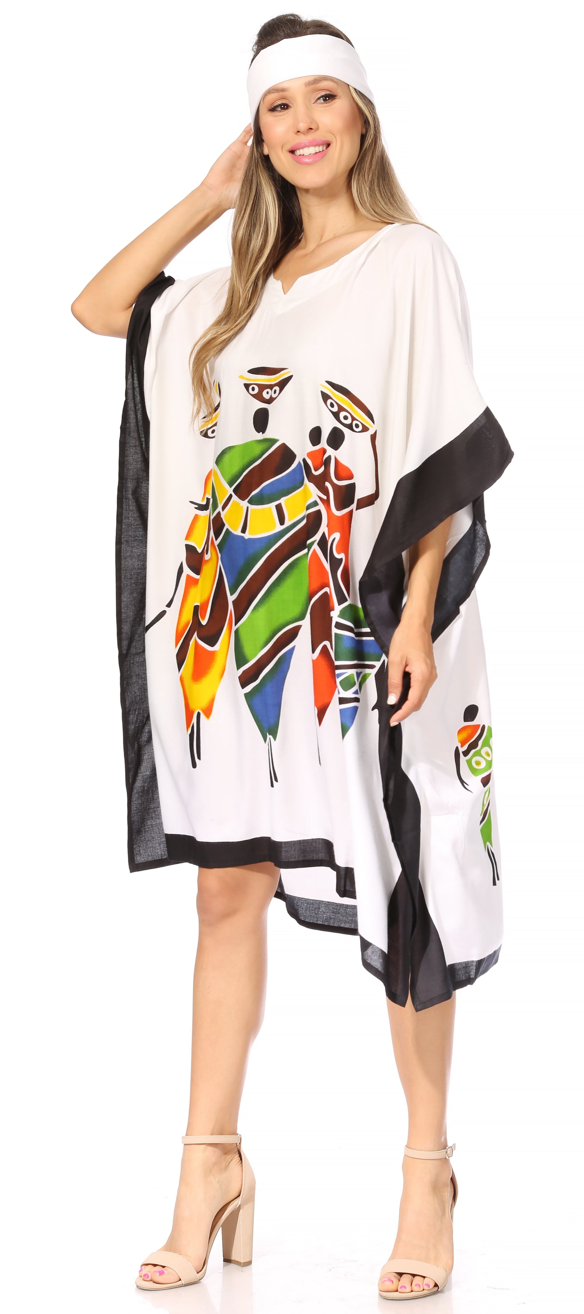 Sakkas Trina Women's Casual Loose Beach Poncho Caftan Dress Cover-up Many Print - Concordia Style Boutique