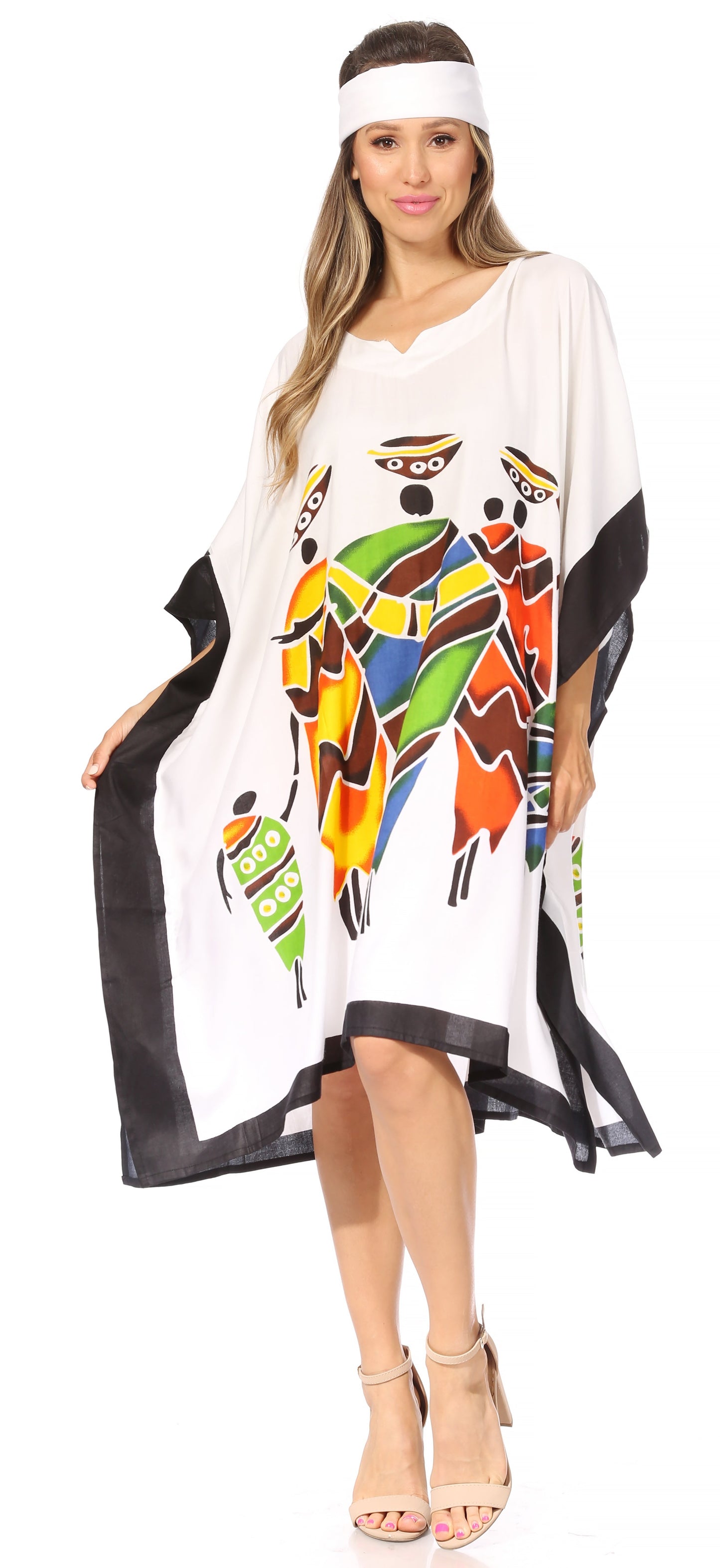 Sakkas Trina Women's Casual Loose Beach Poncho Caftan Dress Cover-up Many Print - Concordia Style Boutique