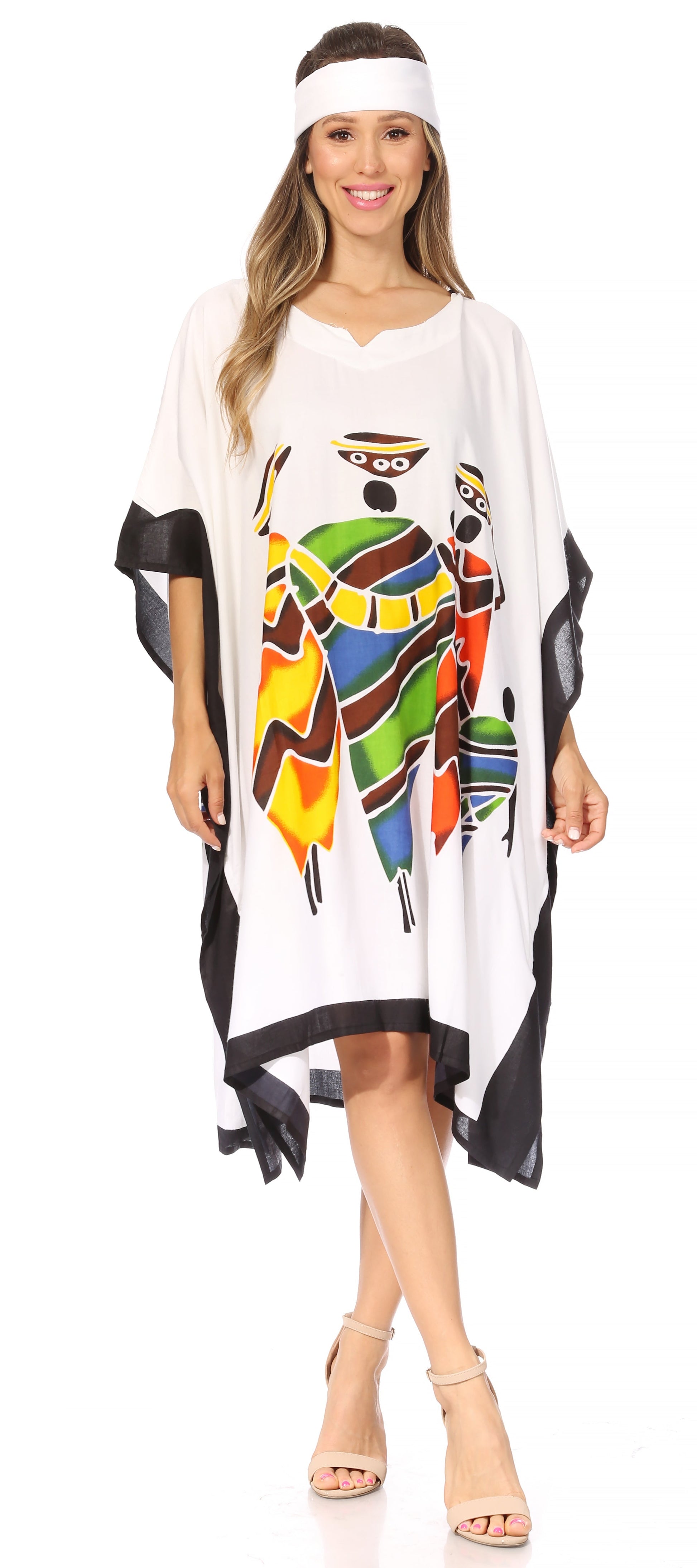 Sakkas Trina Women's Casual Loose Beach Poncho Caftan Dress Cover-up Many Print - Concordia Style Boutique