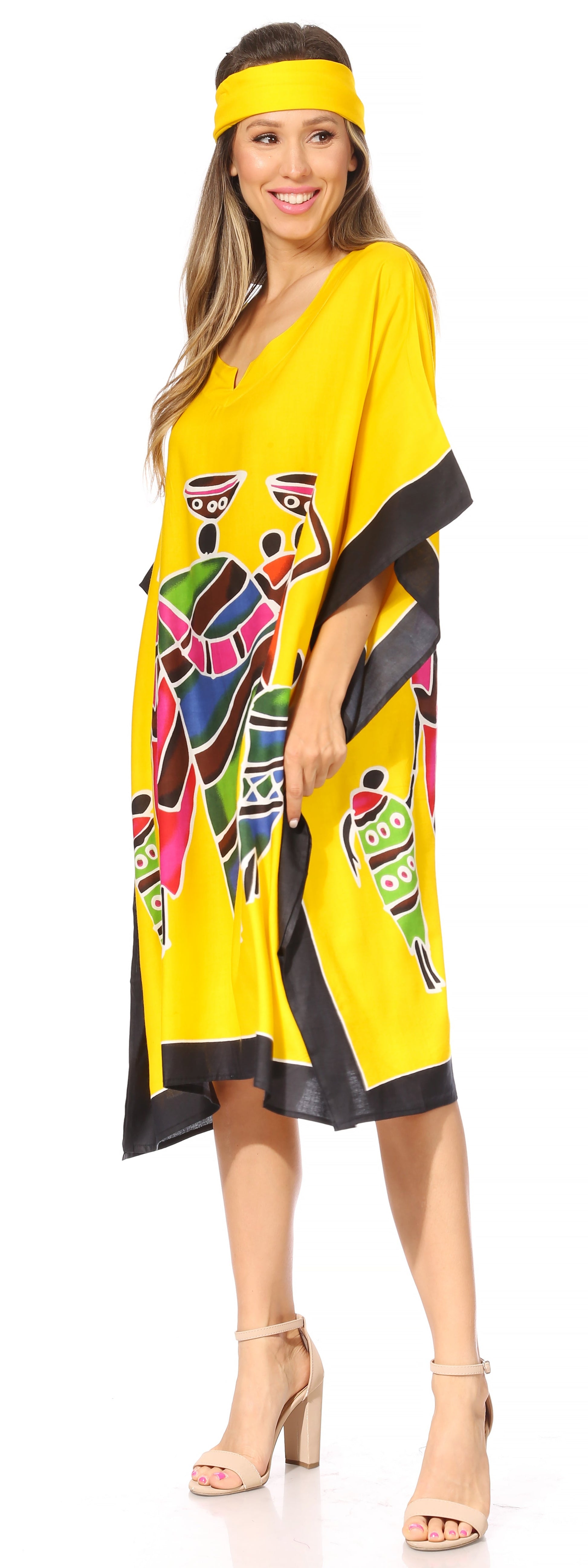 Sakkas Trina Women's Casual Loose Beach Poncho Caftan Dress Cover-up Many Print - Concordia Style Boutique