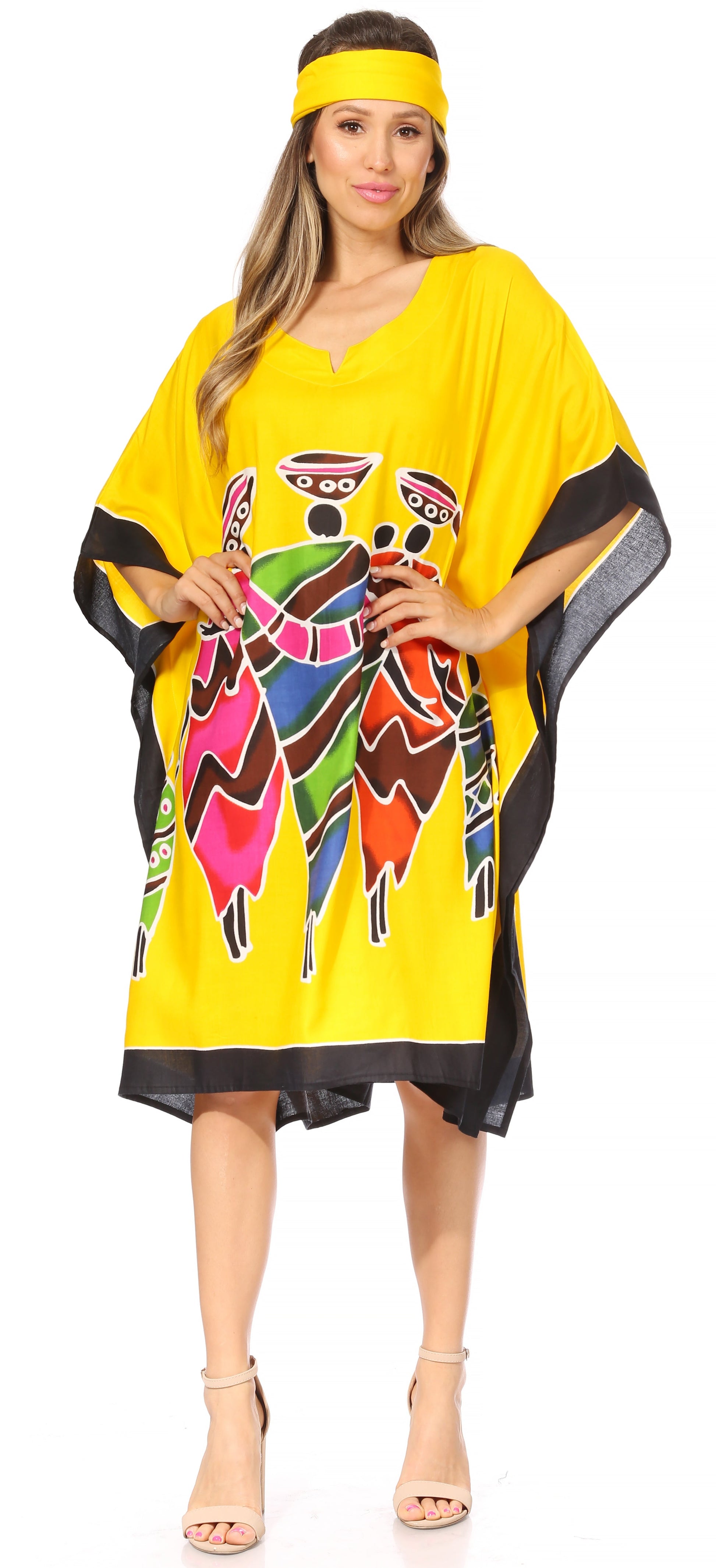 Sakkas Trina Women's Casual Loose Beach Poncho Caftan Dress Cover-up Many Print - Concordia Style Boutique