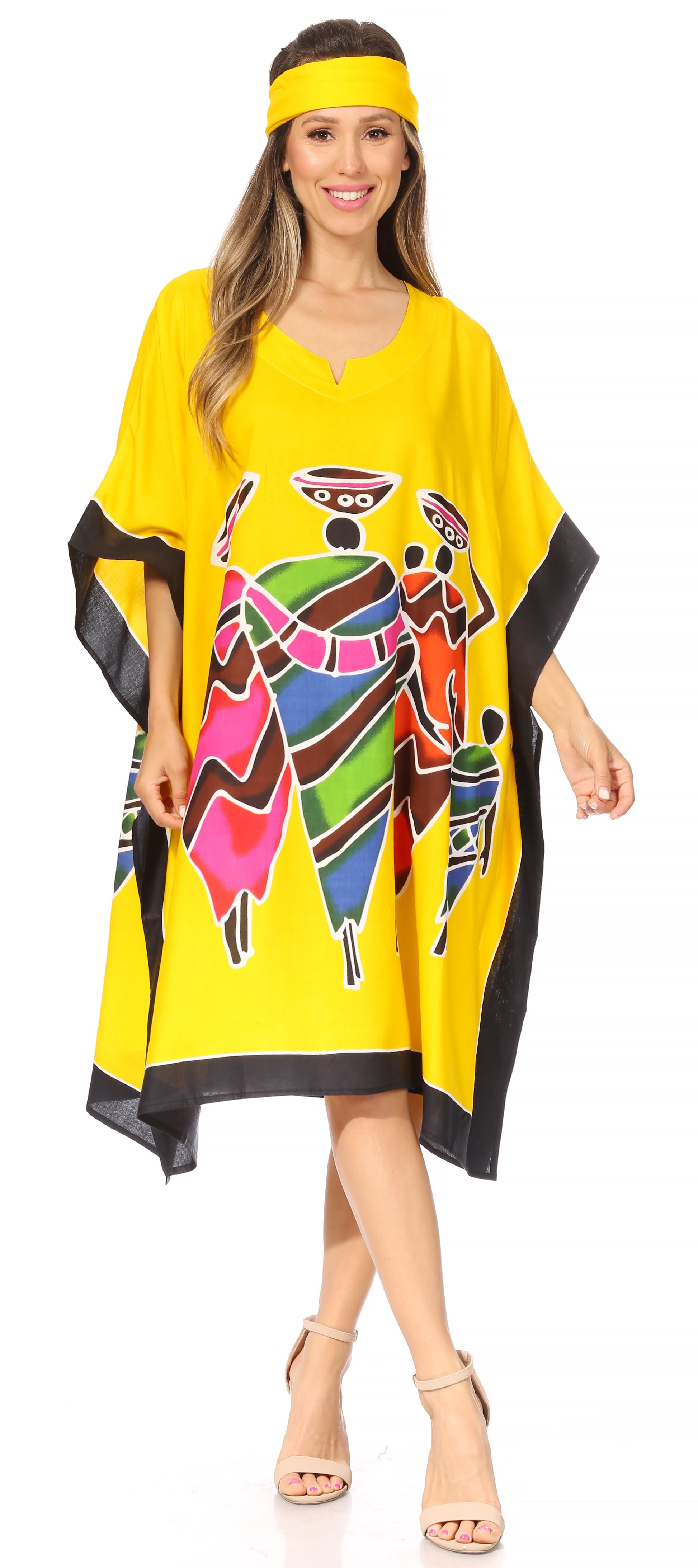 Sakkas Trina Women's Casual Loose Beach Poncho Caftan Dress Cover-up Many Print - Concordia Style Boutique