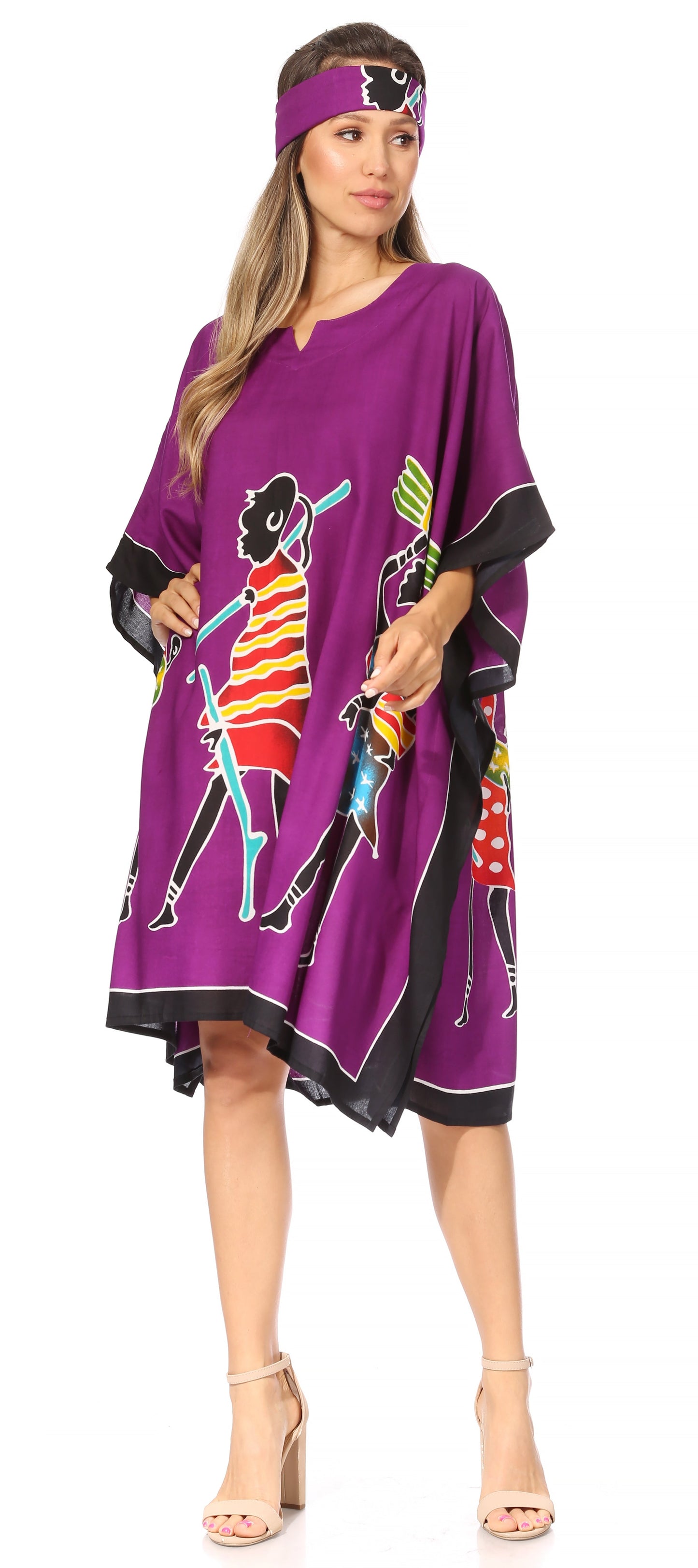 Sakkas Trina Women's Casual Loose Beach Poncho Caftan Dress Cover-up Many Print - Concordia Style Boutique