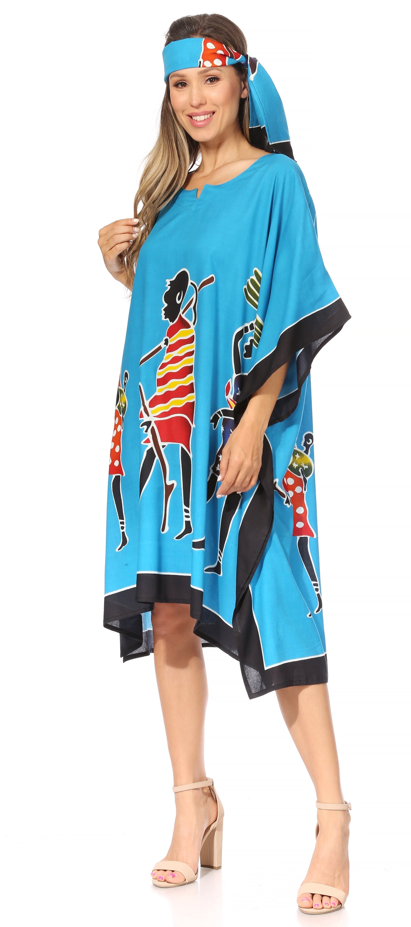 Sakkas Trina Women's Casual Loose Beach Poncho Caftan Dress Cover-up Many Print - Concordia Style Boutique