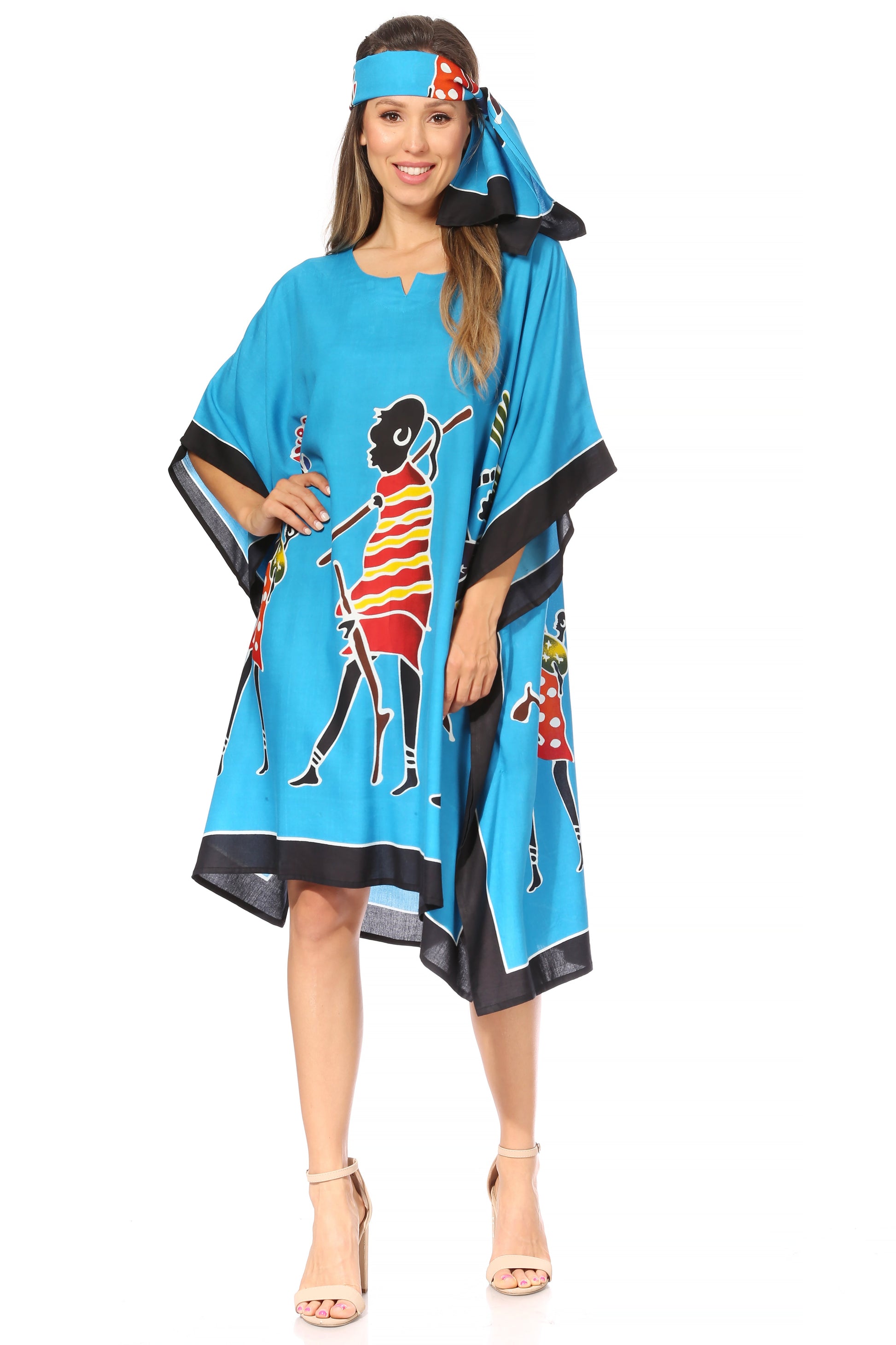 Sakkas Trina Women's Casual Loose Beach Poncho Caftan Dress Cover-up Many Print - Concordia Style Boutique