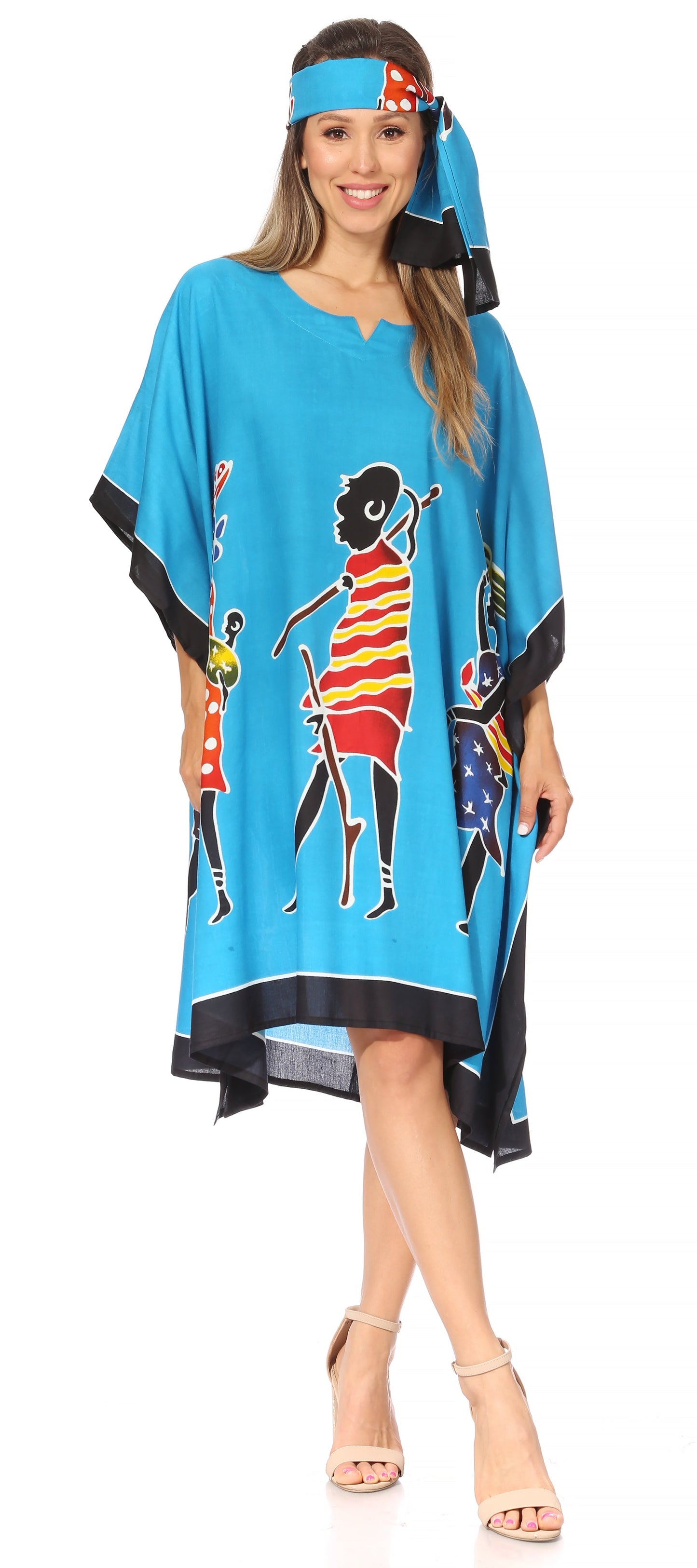 Sakkas Trina Women's Casual Loose Beach Poncho Caftan Dress Cover-up Many Print - Concordia Style Boutique
