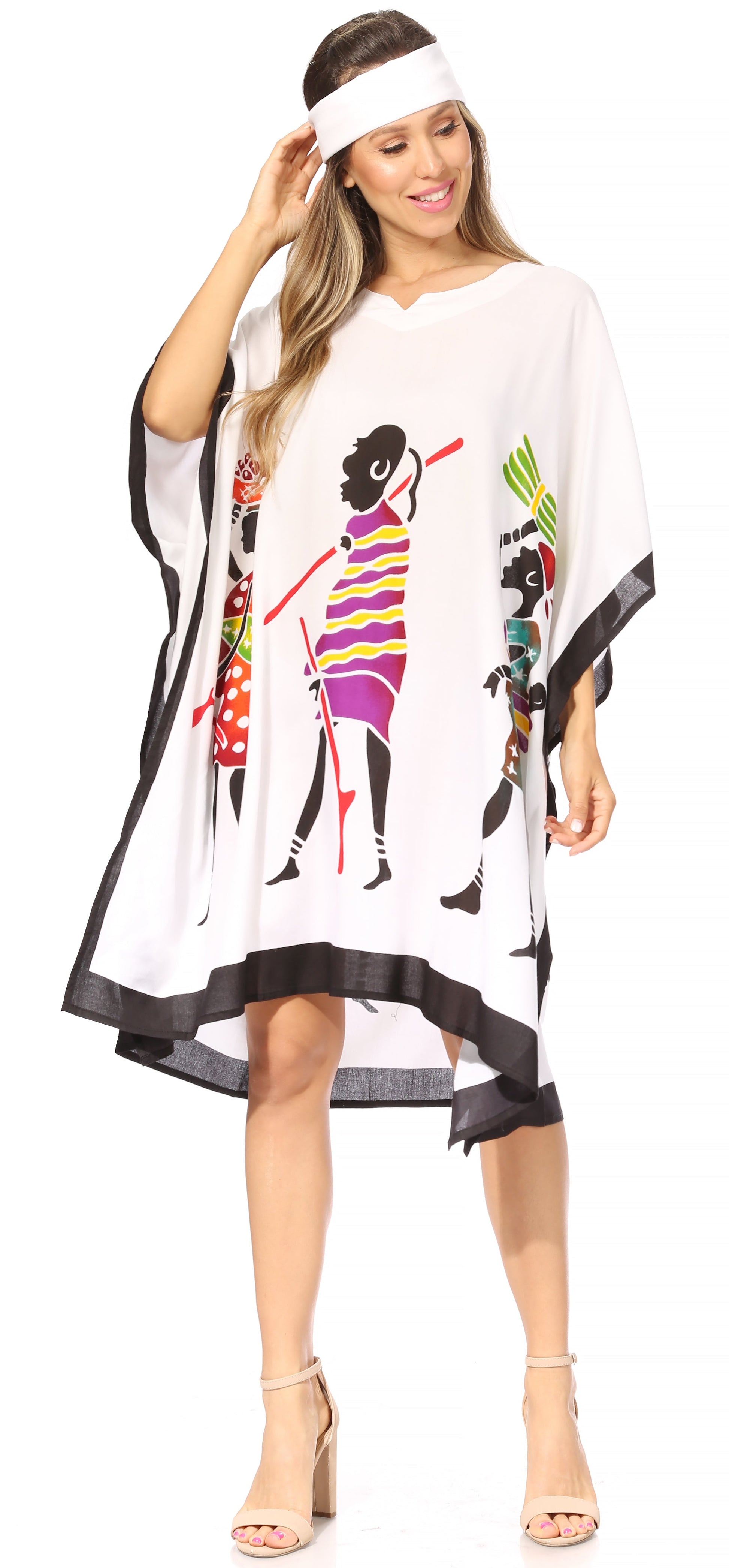Sakkas Trina Women's Casual Loose Beach Poncho Caftan Dress Cover-up Many Print - Concordia Style Boutique